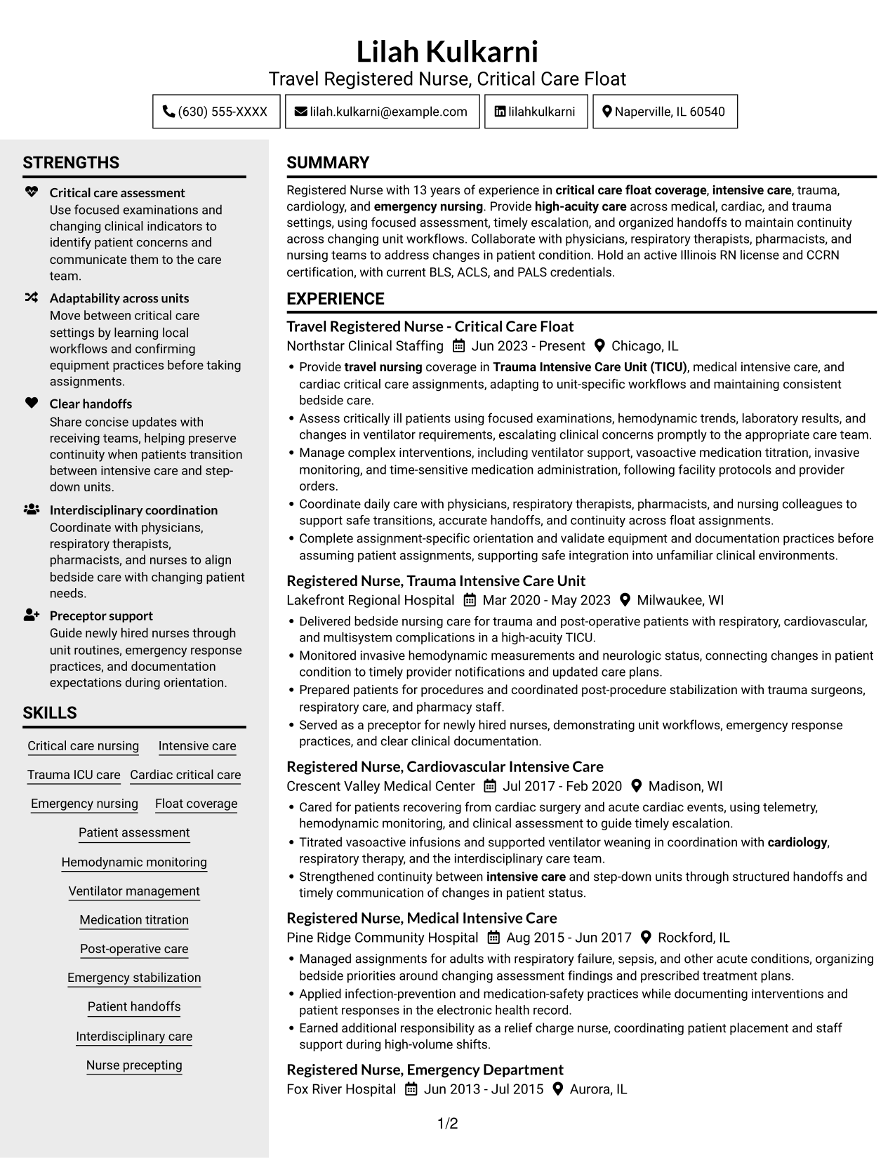 Resume example — page 1