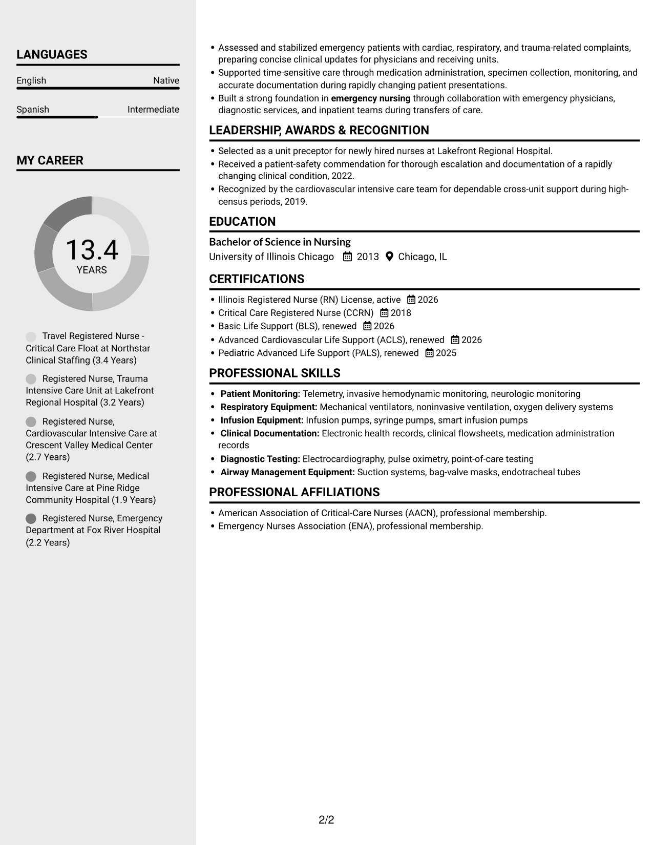 Resume example — page 2
