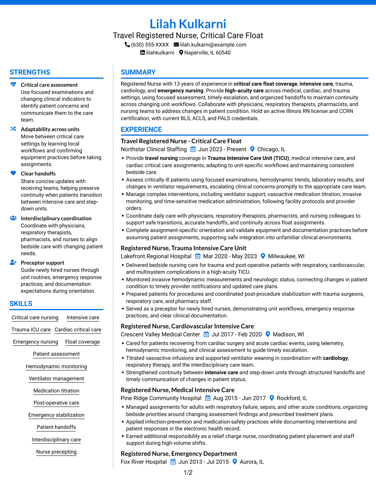 Resume example — page 1