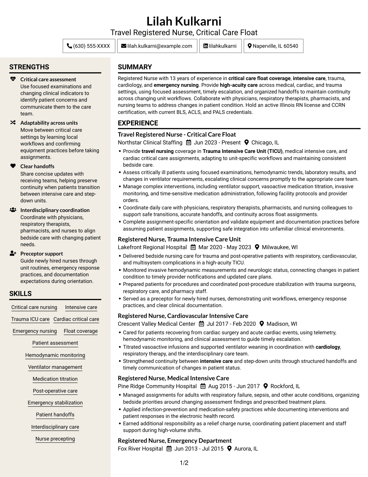 Resume example — page 1