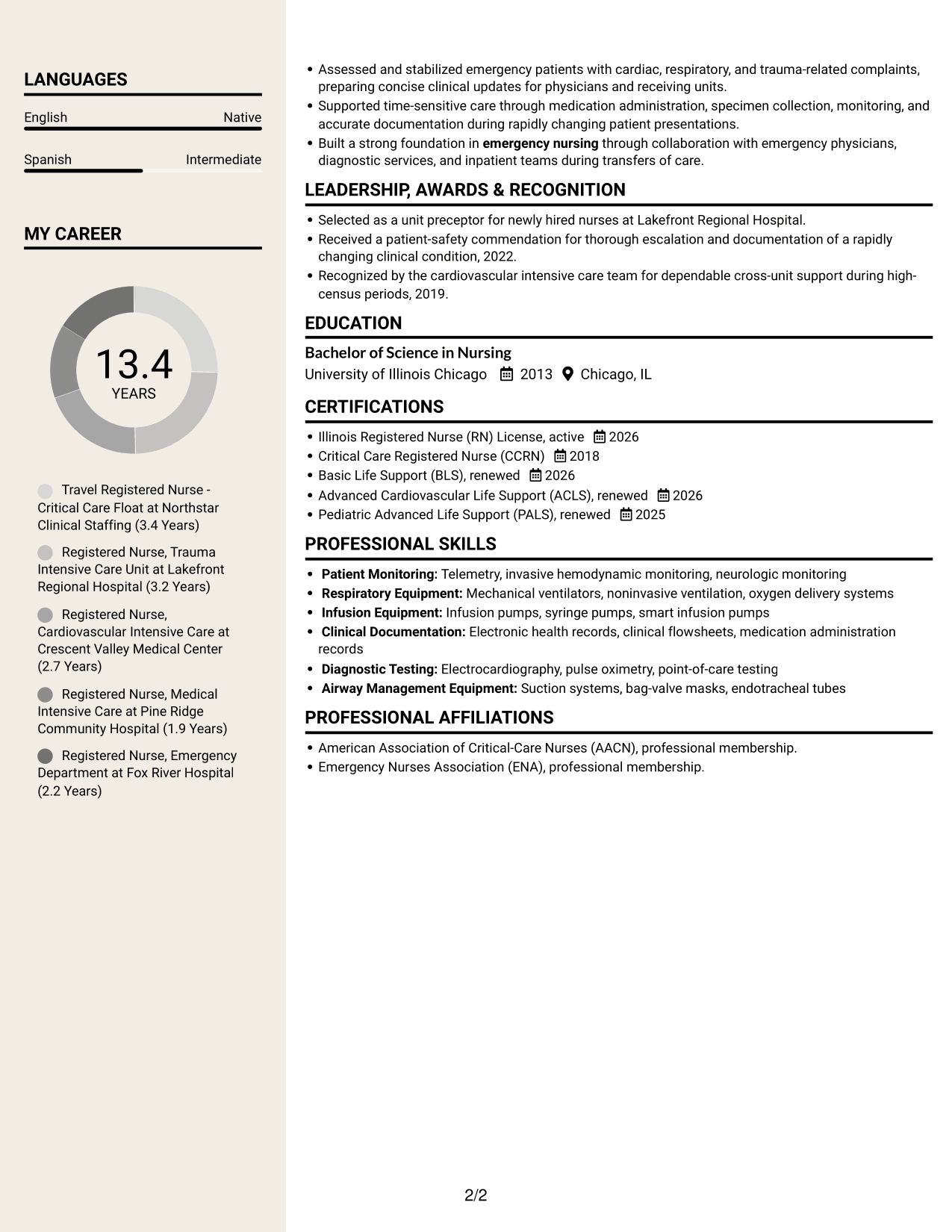 Resume example — page 2