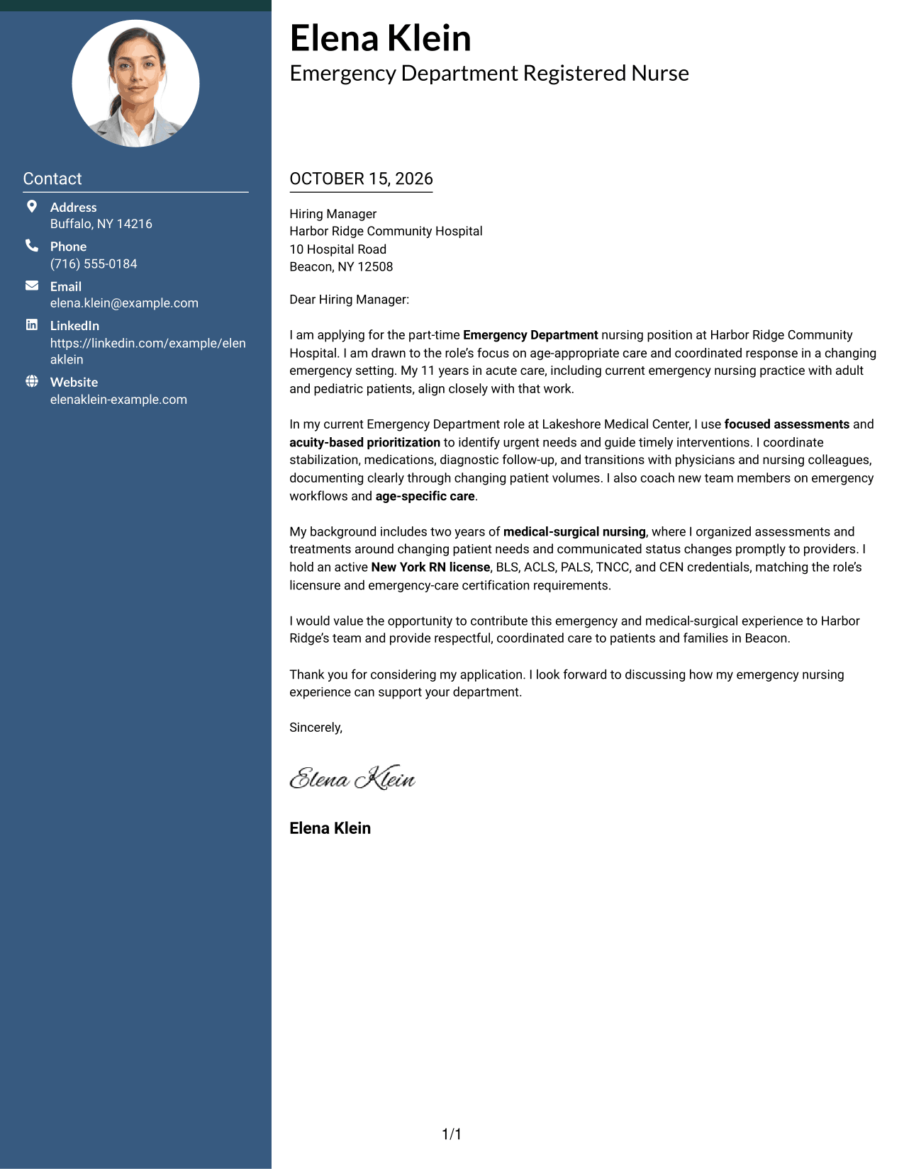 Cover letter example — page 1