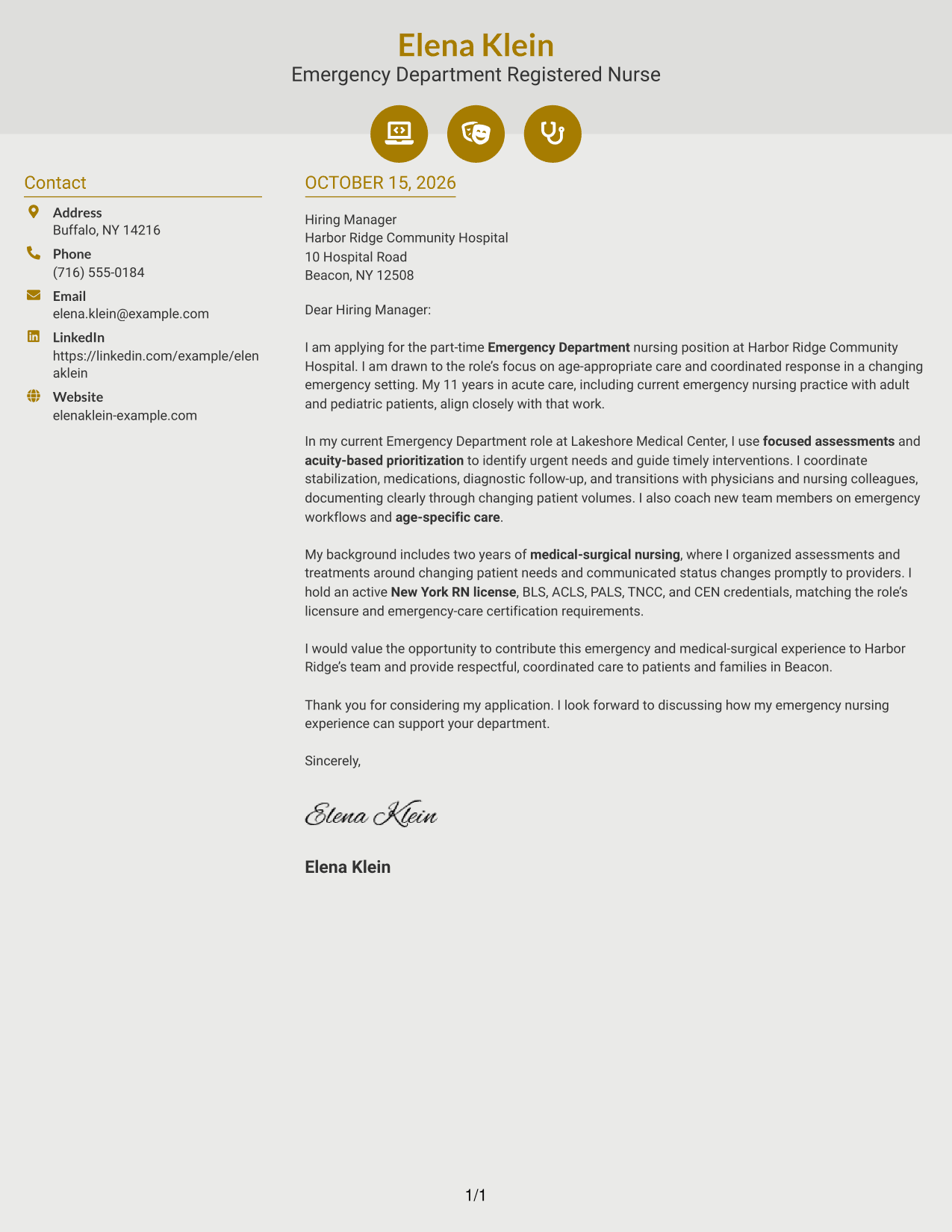 Cover letter example — page 1