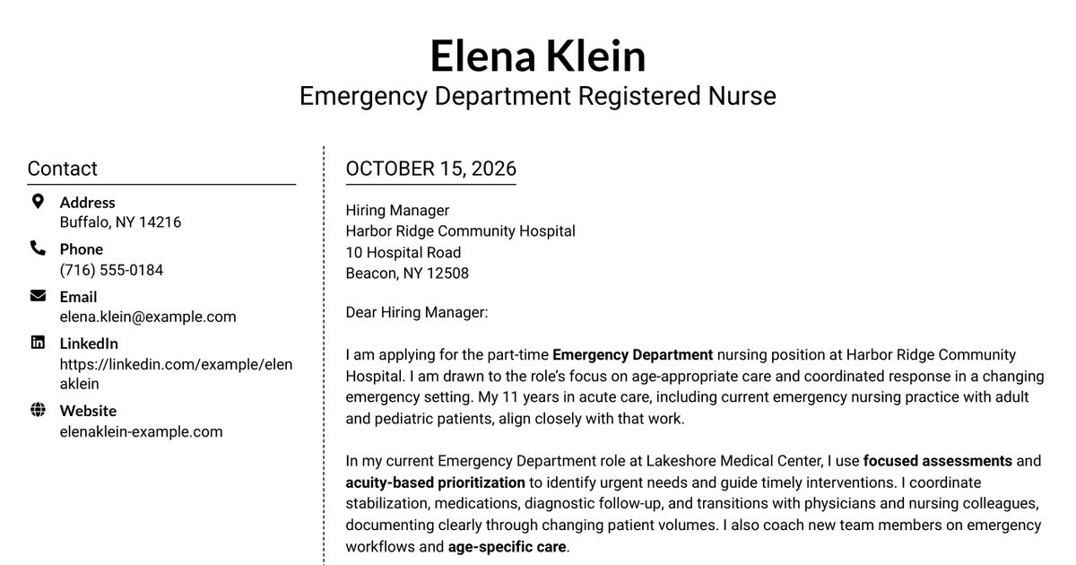 7 Registered Nurse - Emergency Nursing Cover Letter Templates with Example