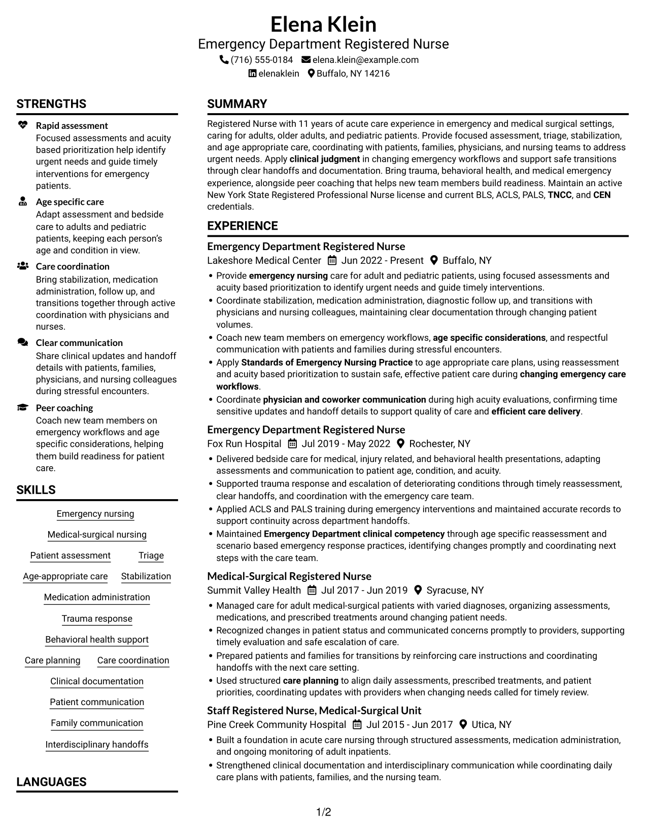 Resume example — page 1