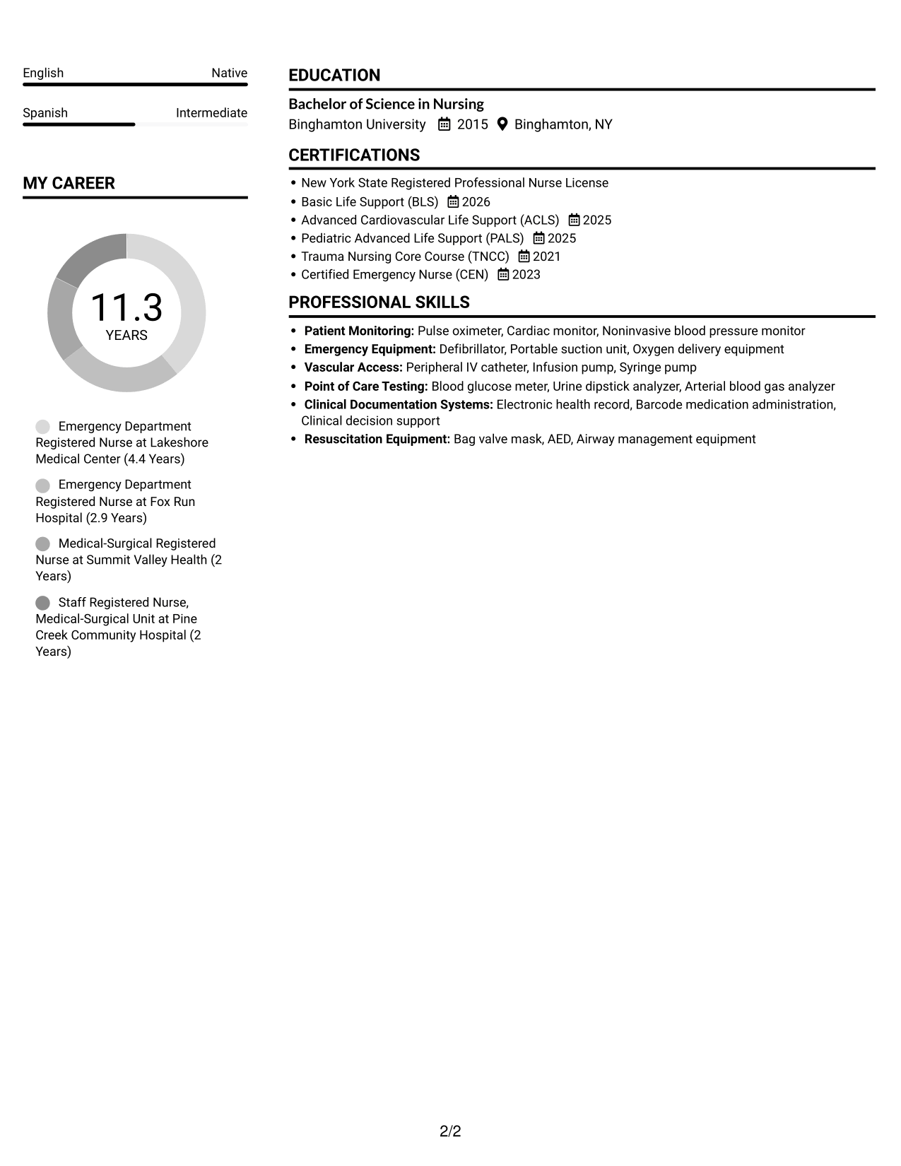 Resume example — page 2