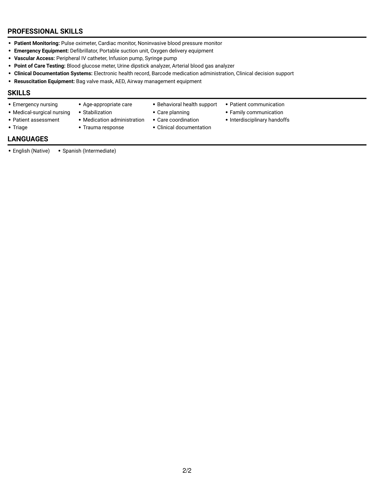 Resume example — page 2