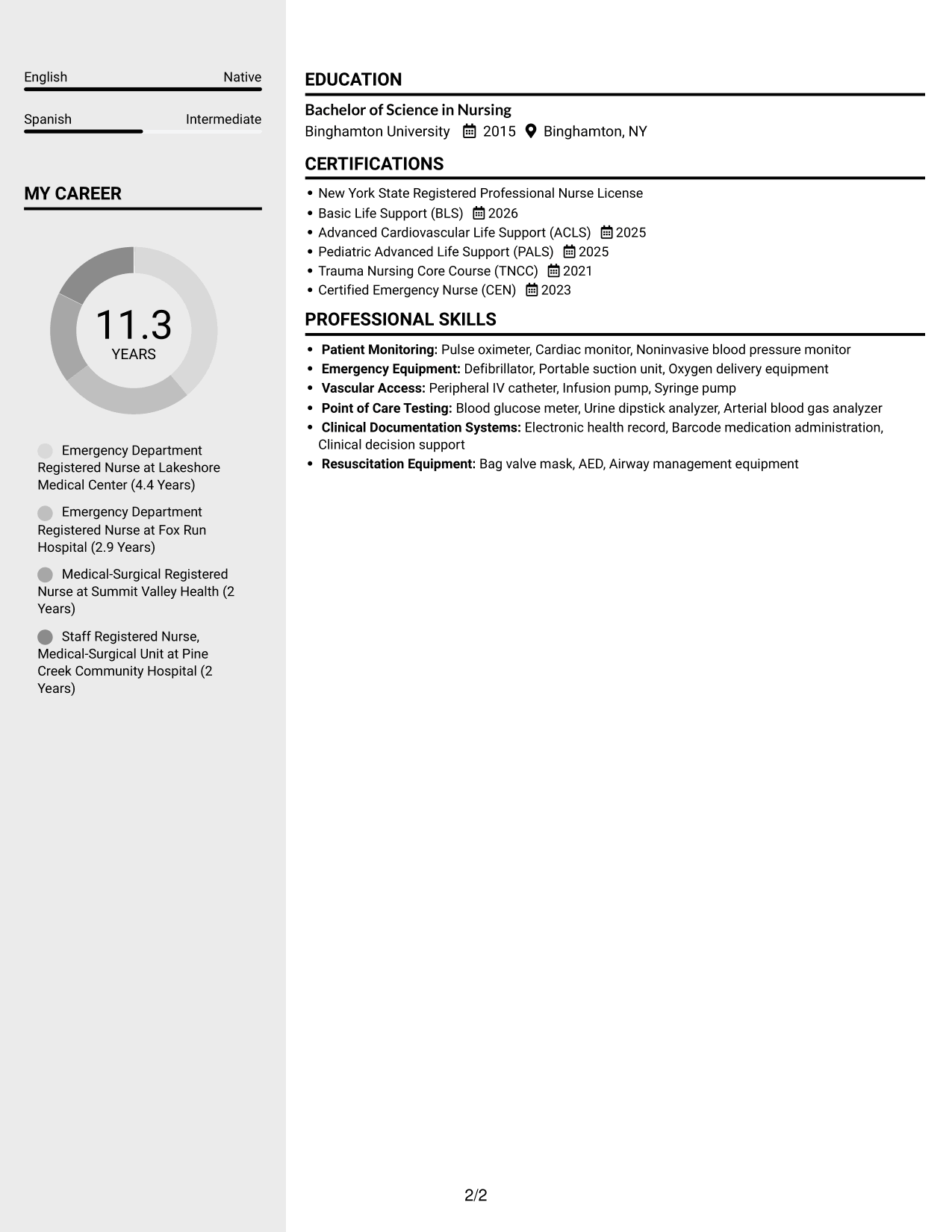 Resume example — page 2