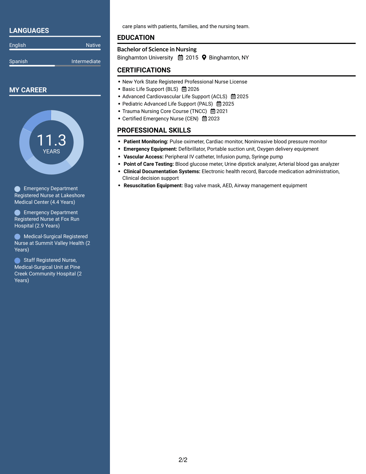 Resume example — page 2