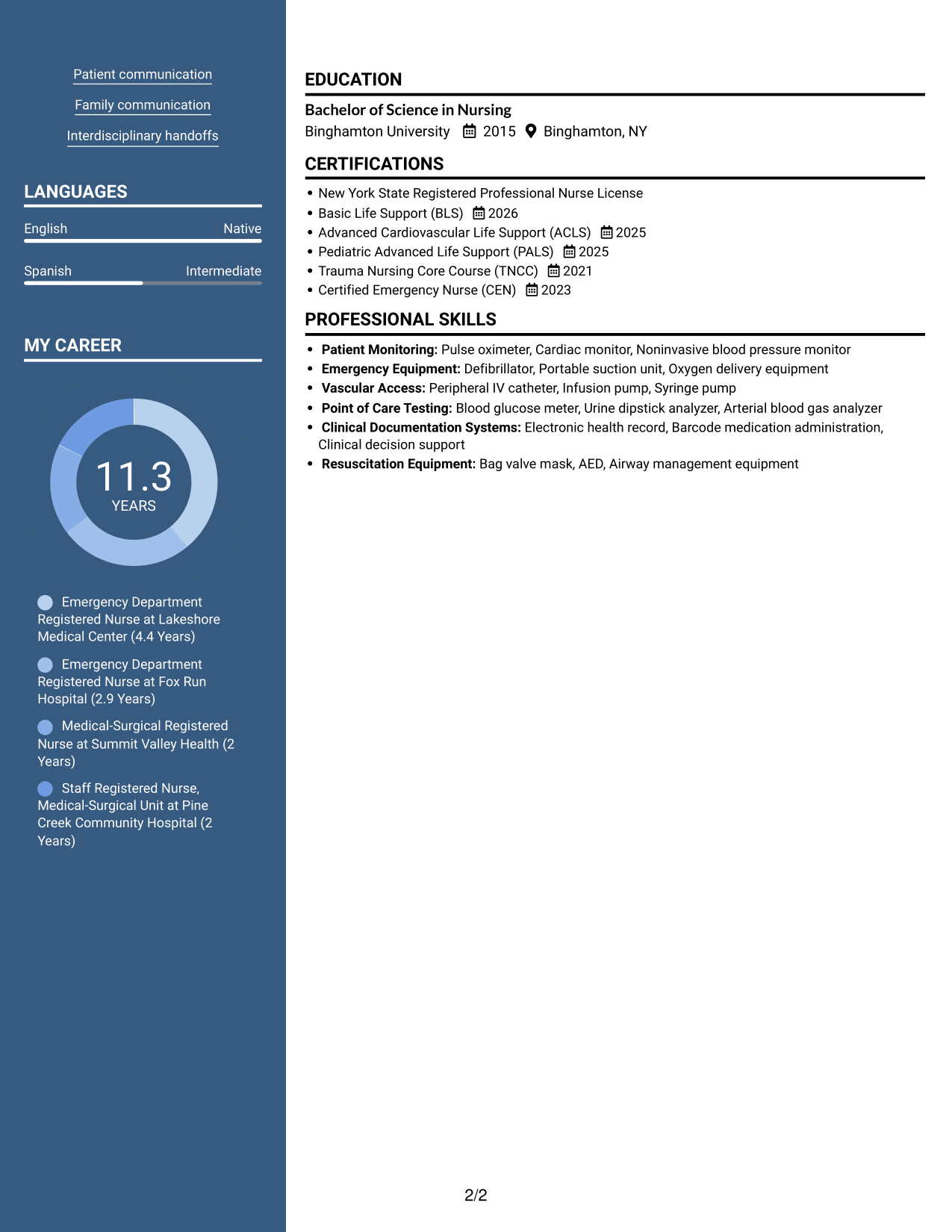 Resume example — page 2