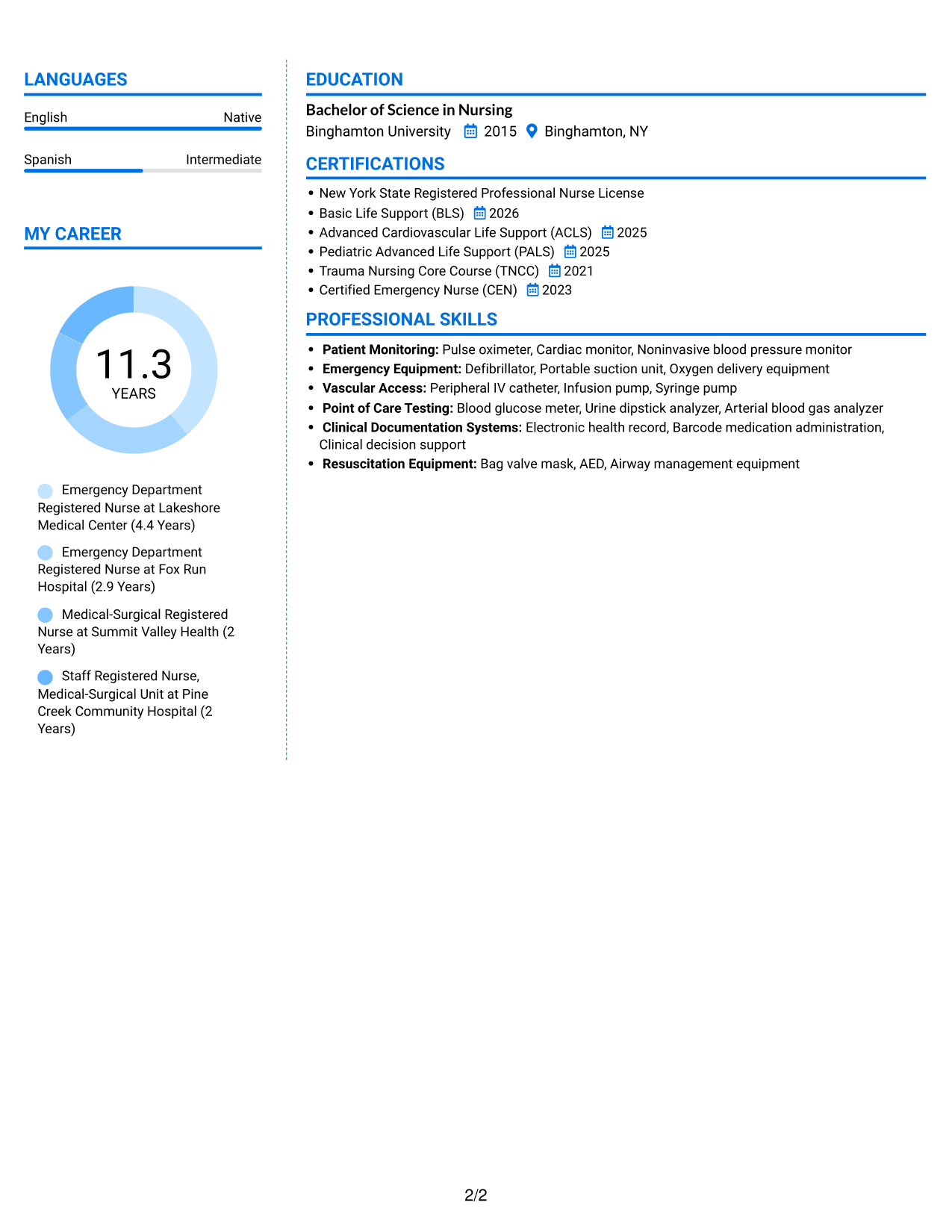 Resume example — page 2