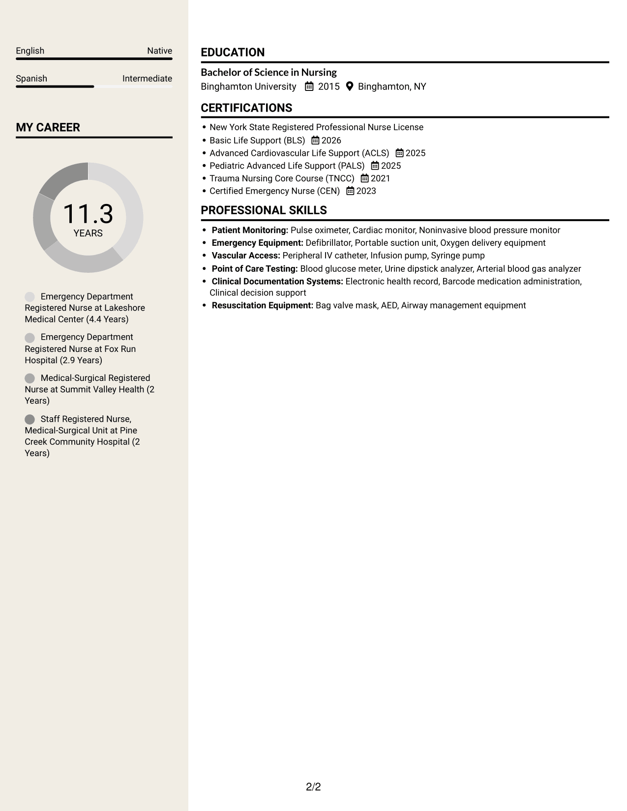 Resume example — page 2