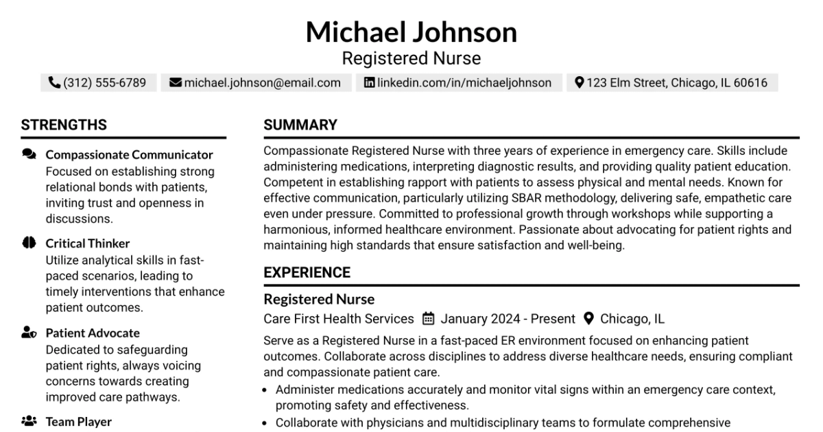 33 Registered Nurse - Emergency Room Resume Templates with Example 2026 (ATS-Optimized)