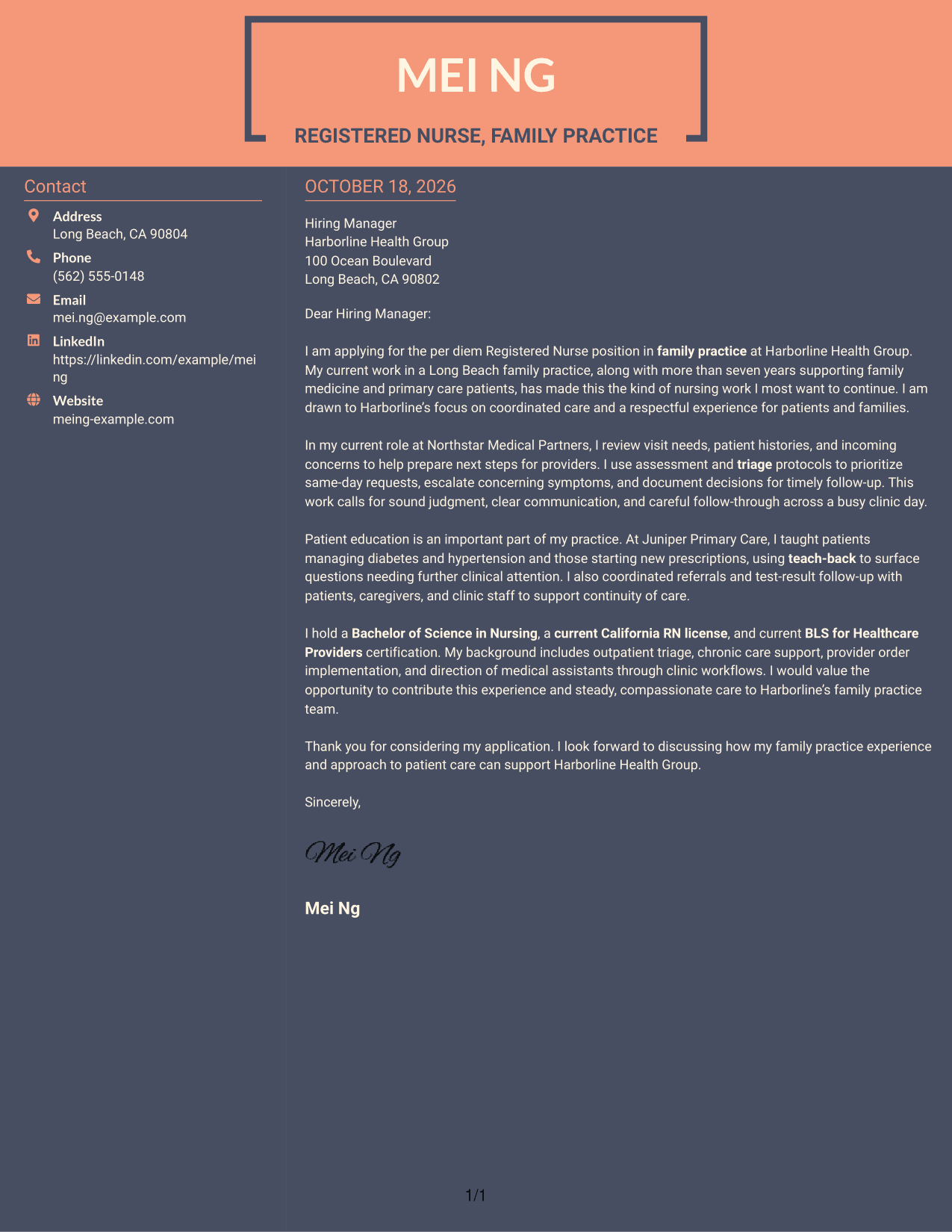 Cover letter example — page 1