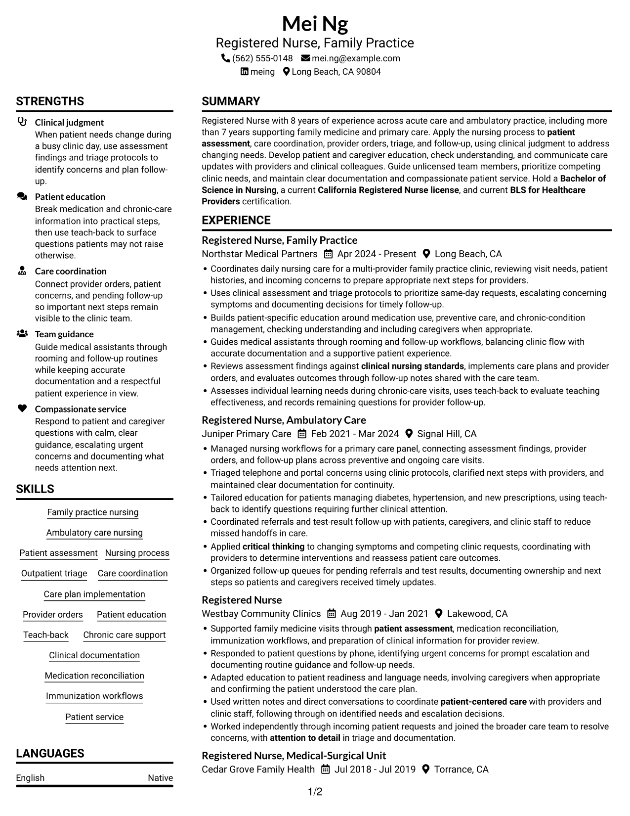 Resume example — page 1