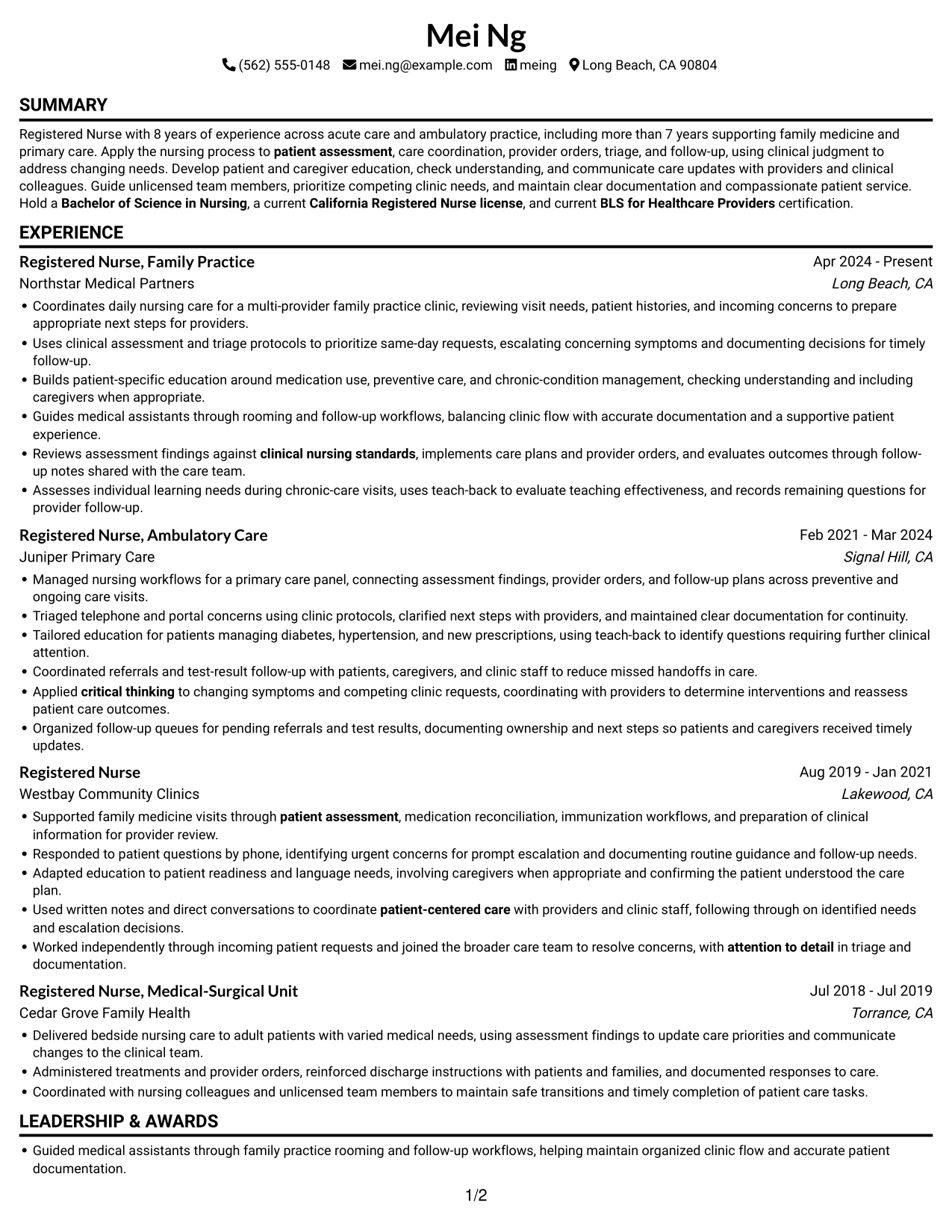 Resume example — page 1