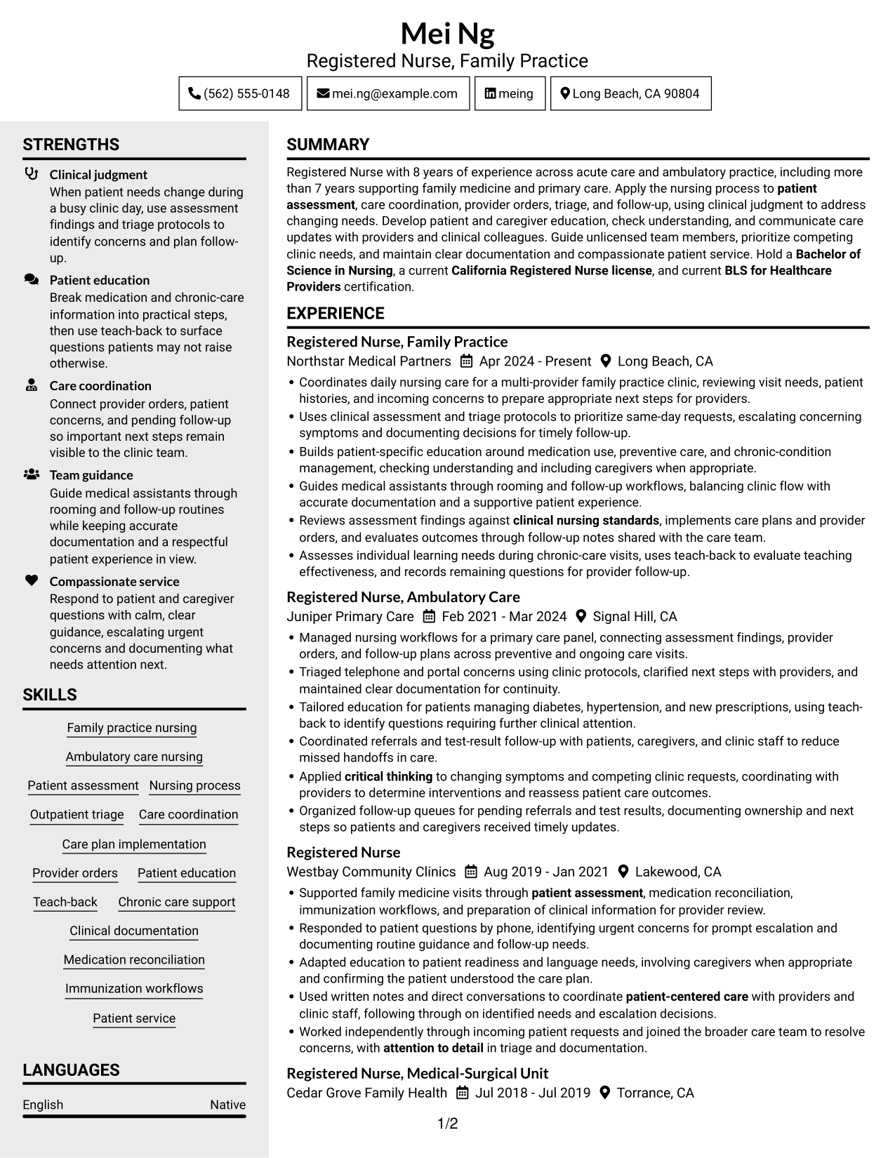 Resume example — page 1