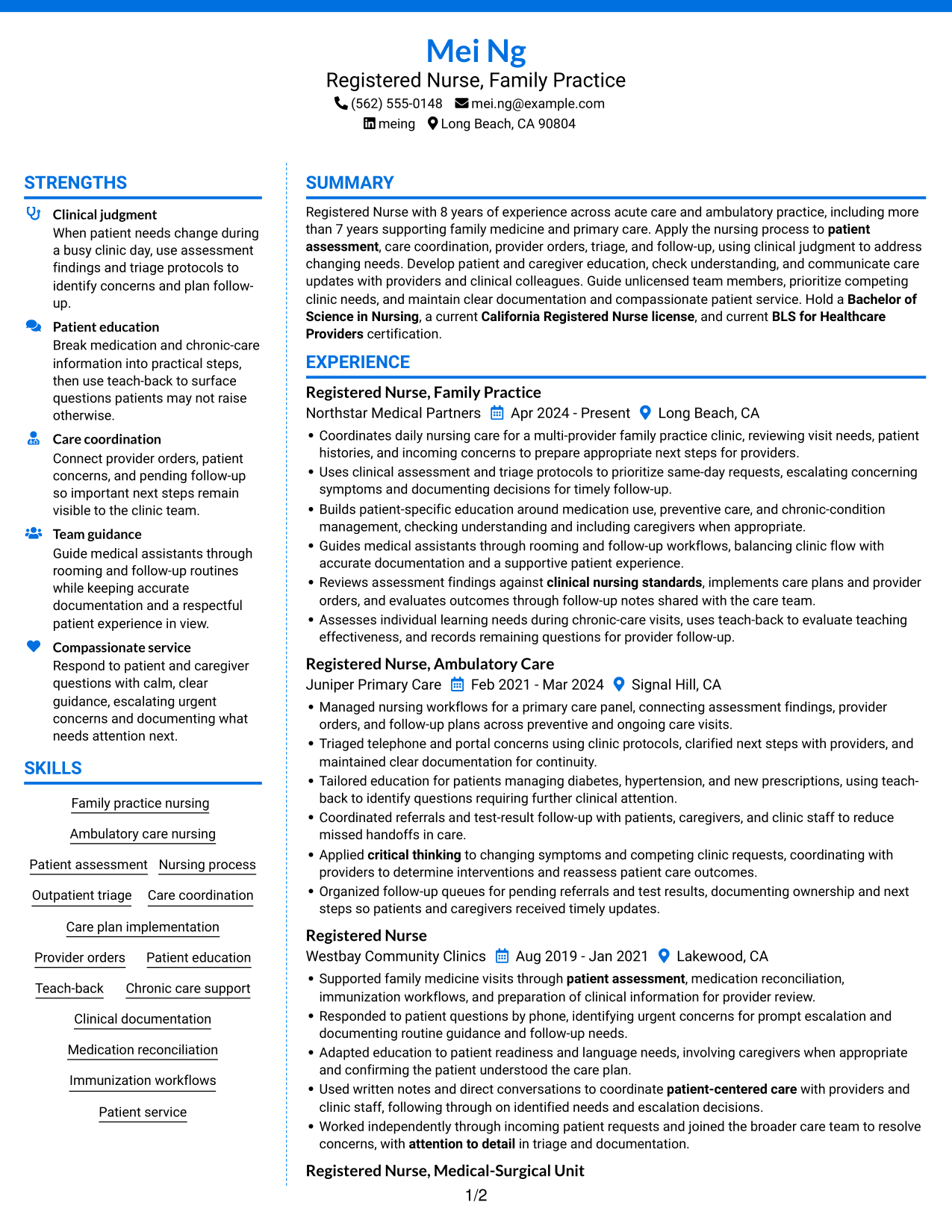 Resume example — page 1