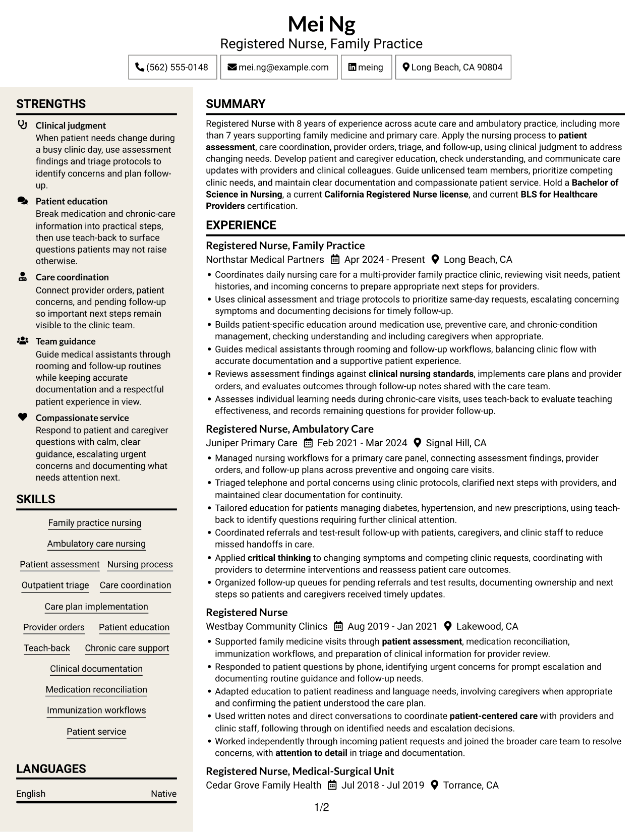 Resume example — page 1