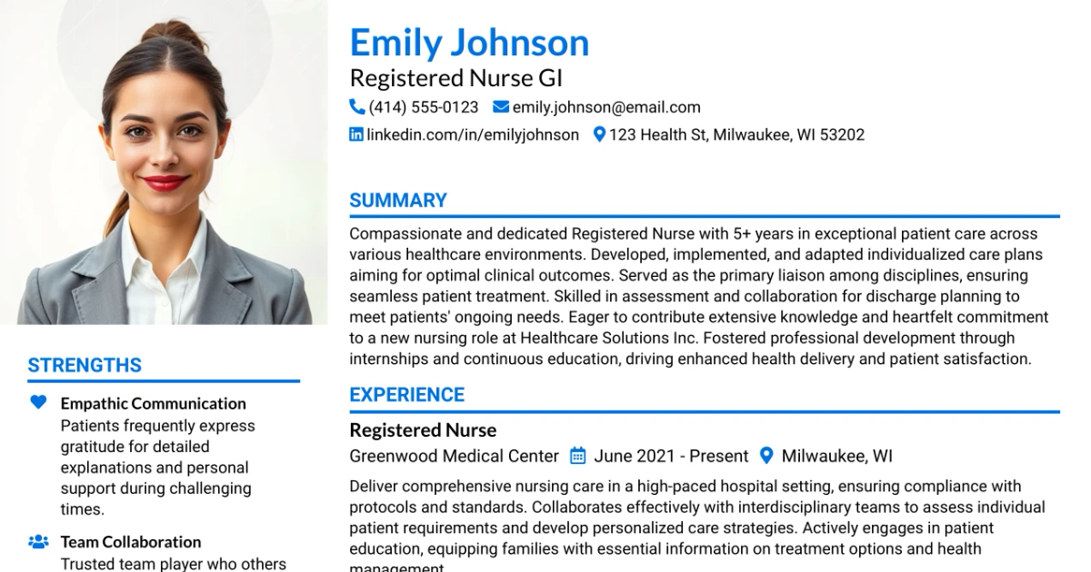 33 Registered Nurse GI Resume Templates with Example 2026 (ATS-Optimized)
