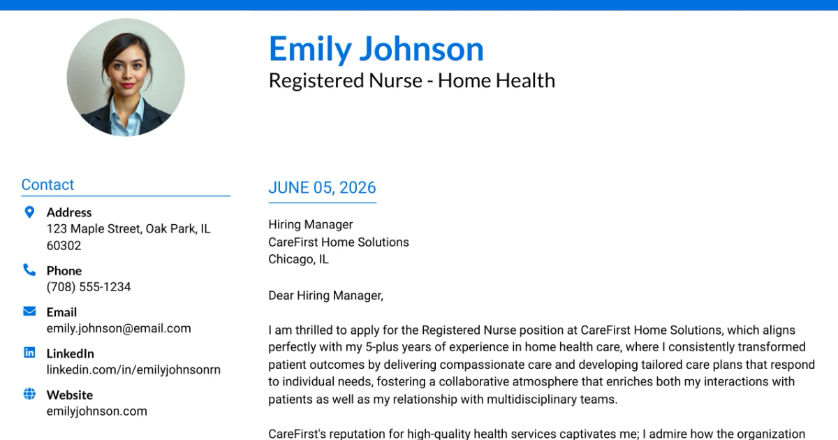 30+ Registered Nurse - Home Health Cover Letter Templates with Example 2026