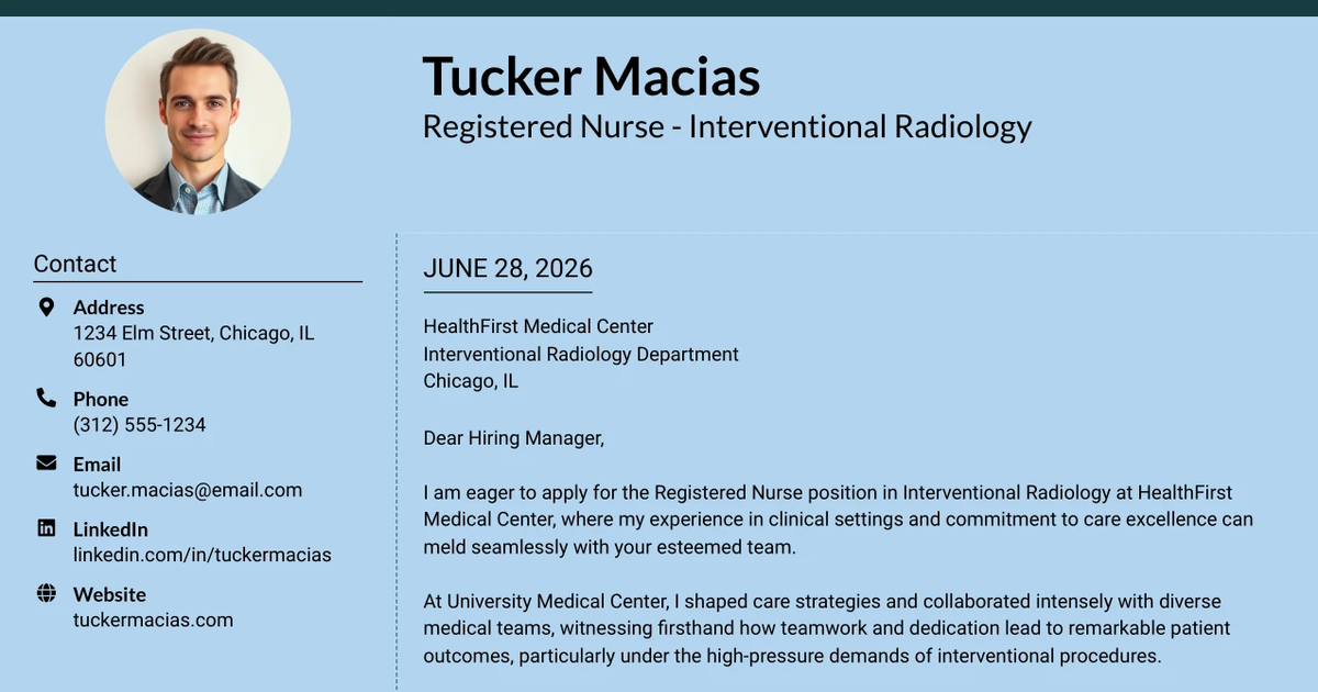 30+ Registered Nurse - Interventional Radiology Cover Letter Templates with Example 2026