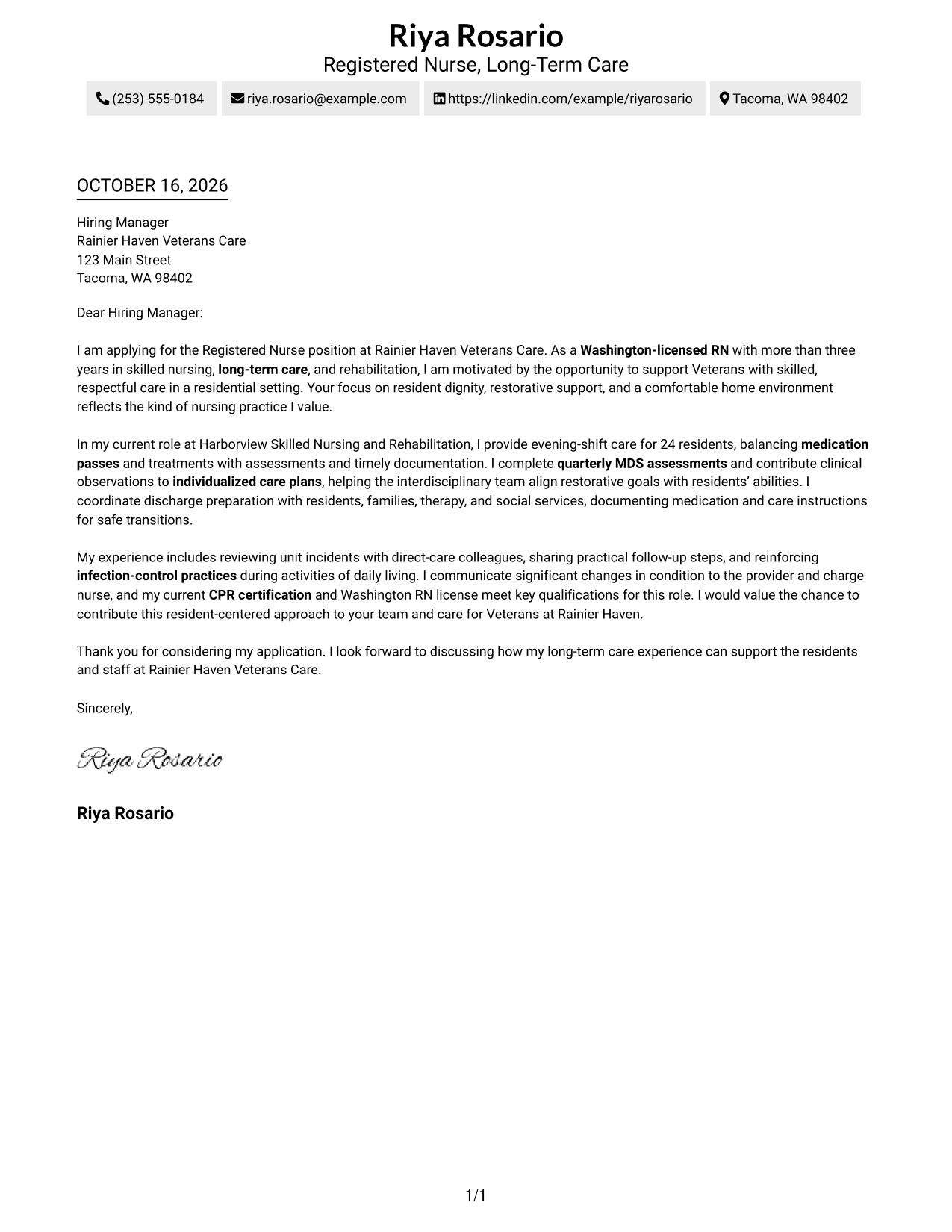 Cover letter example — page 1