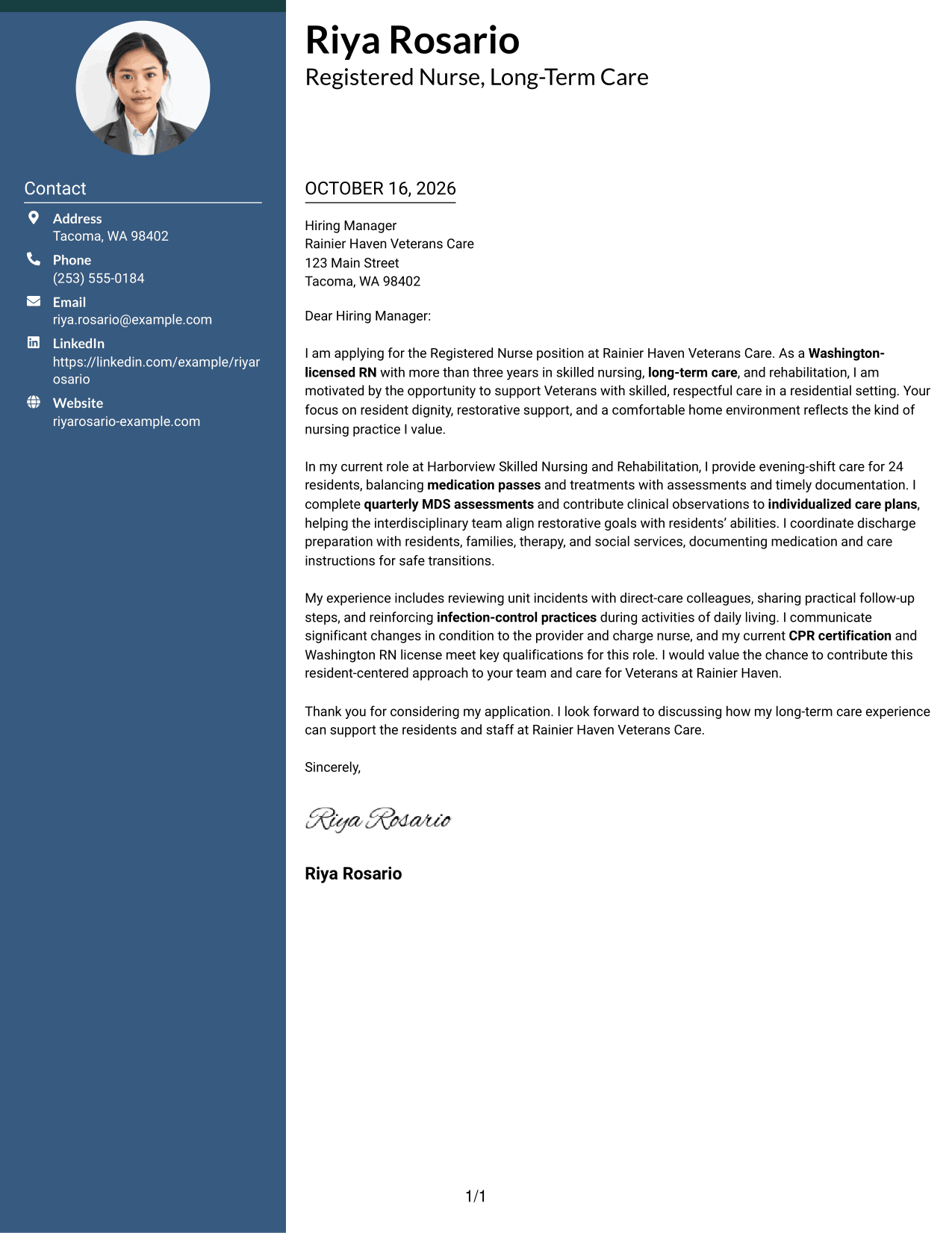 Cover letter example — page 1