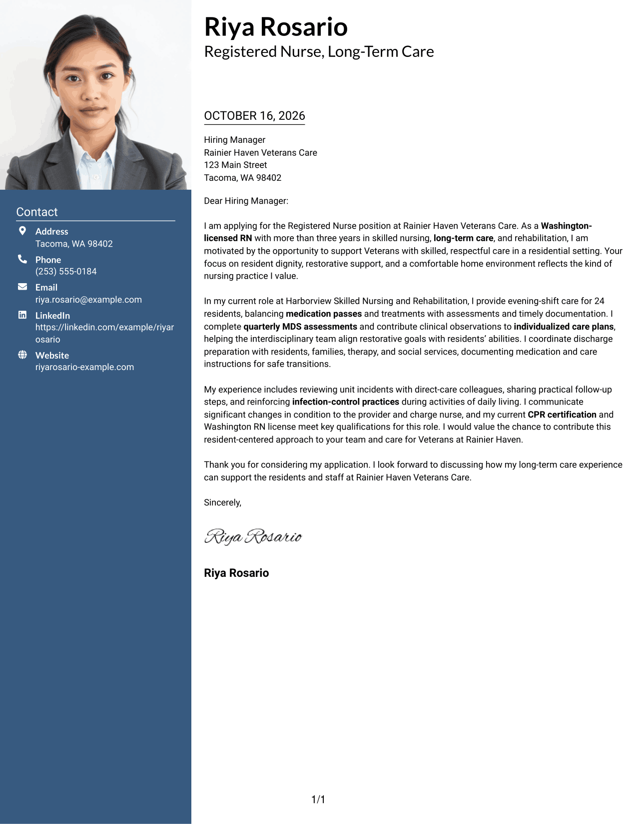 Cover letter example — page 1