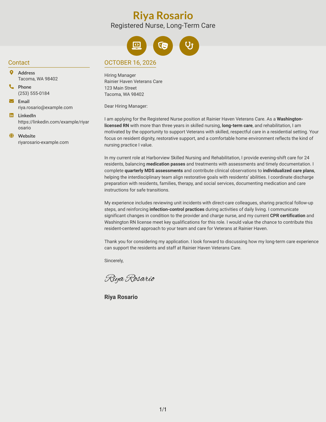 Cover letter example — page 1