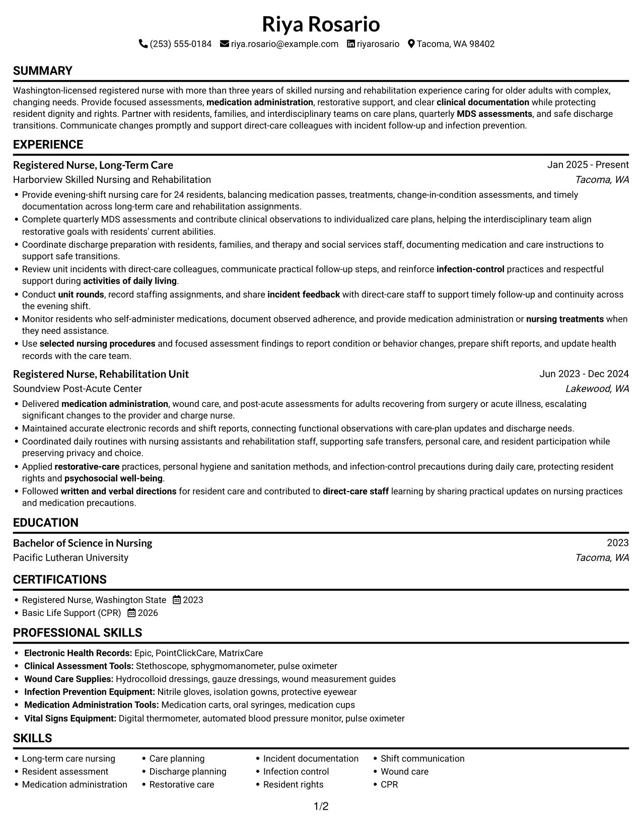 Resume example — page 1