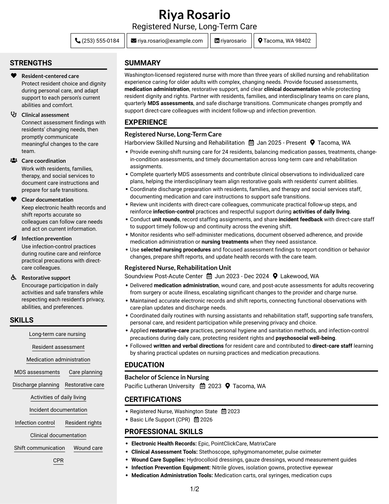 Resume example — page 1