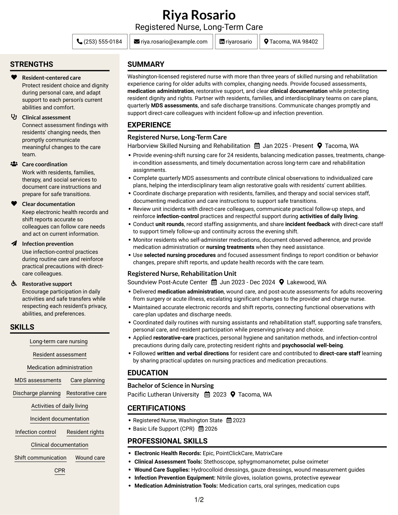 Resume example — page 1