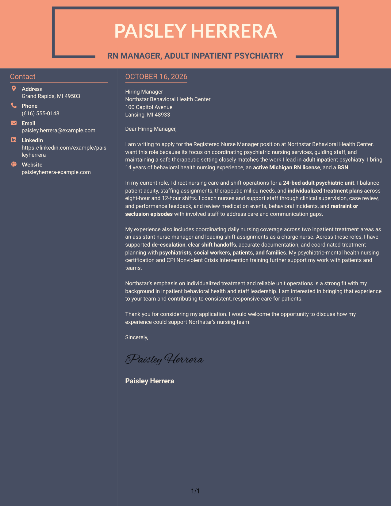 Cover letter example — page 1