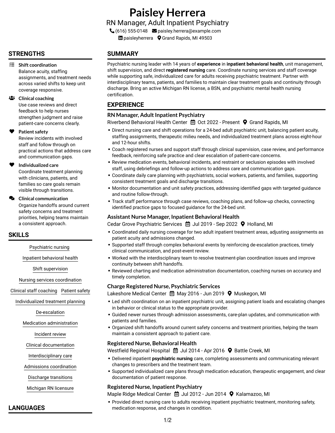 Resume example — page 1