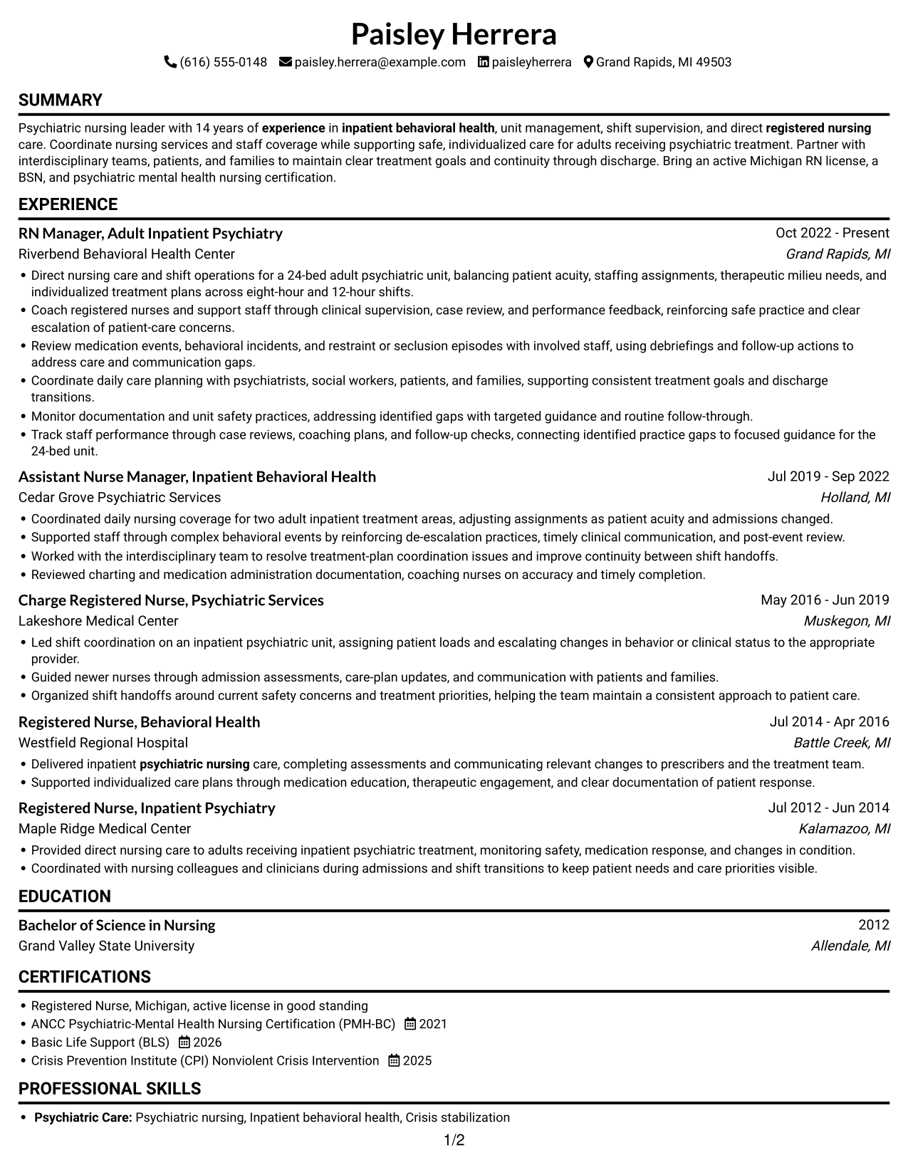 Resume example — page 1