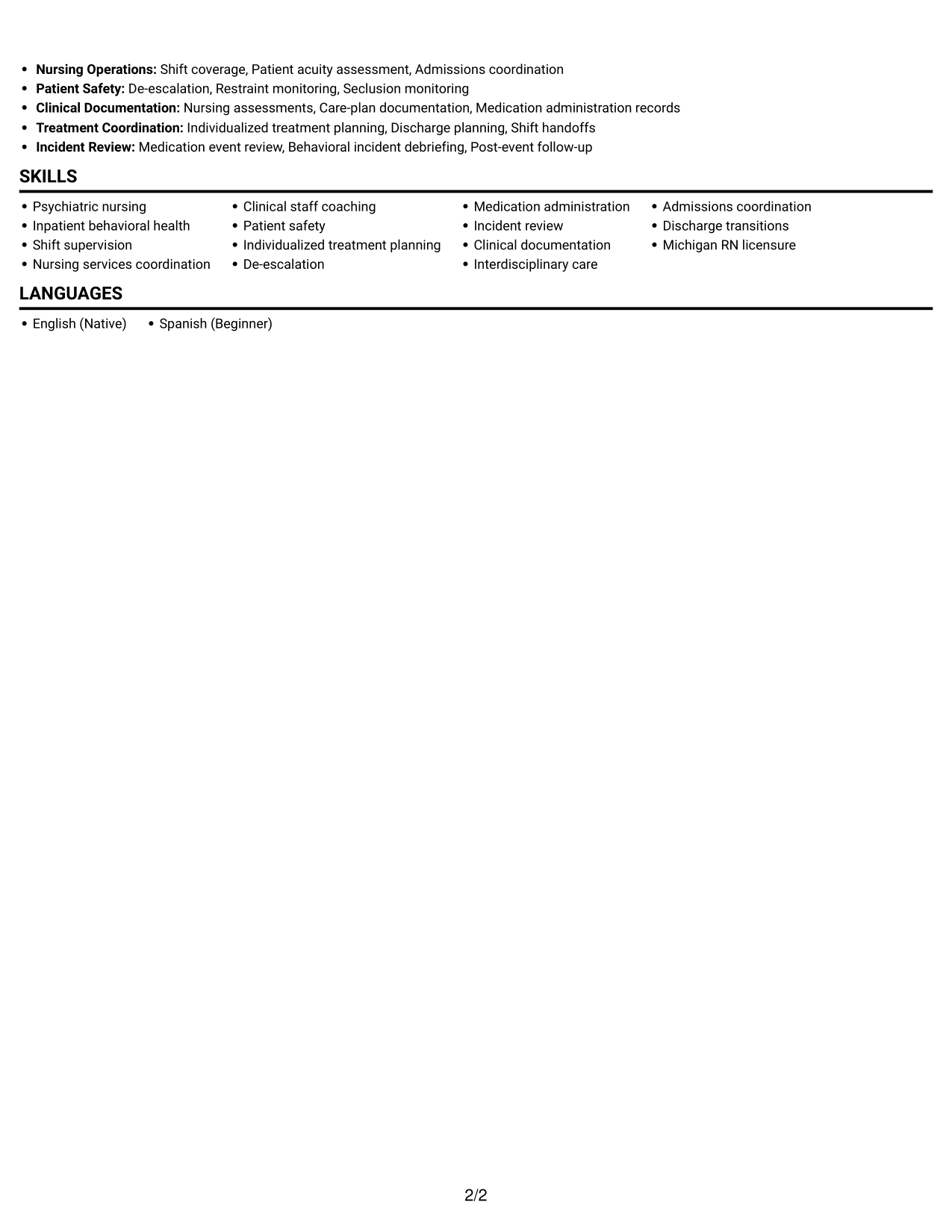 Resume example — page 2
