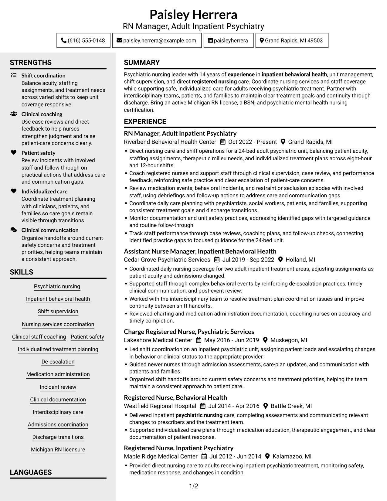 Resume example — page 1