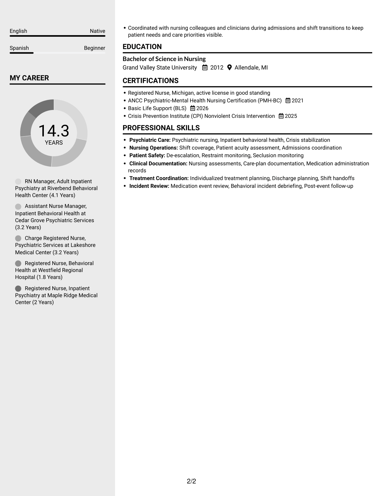 Resume example — page 2