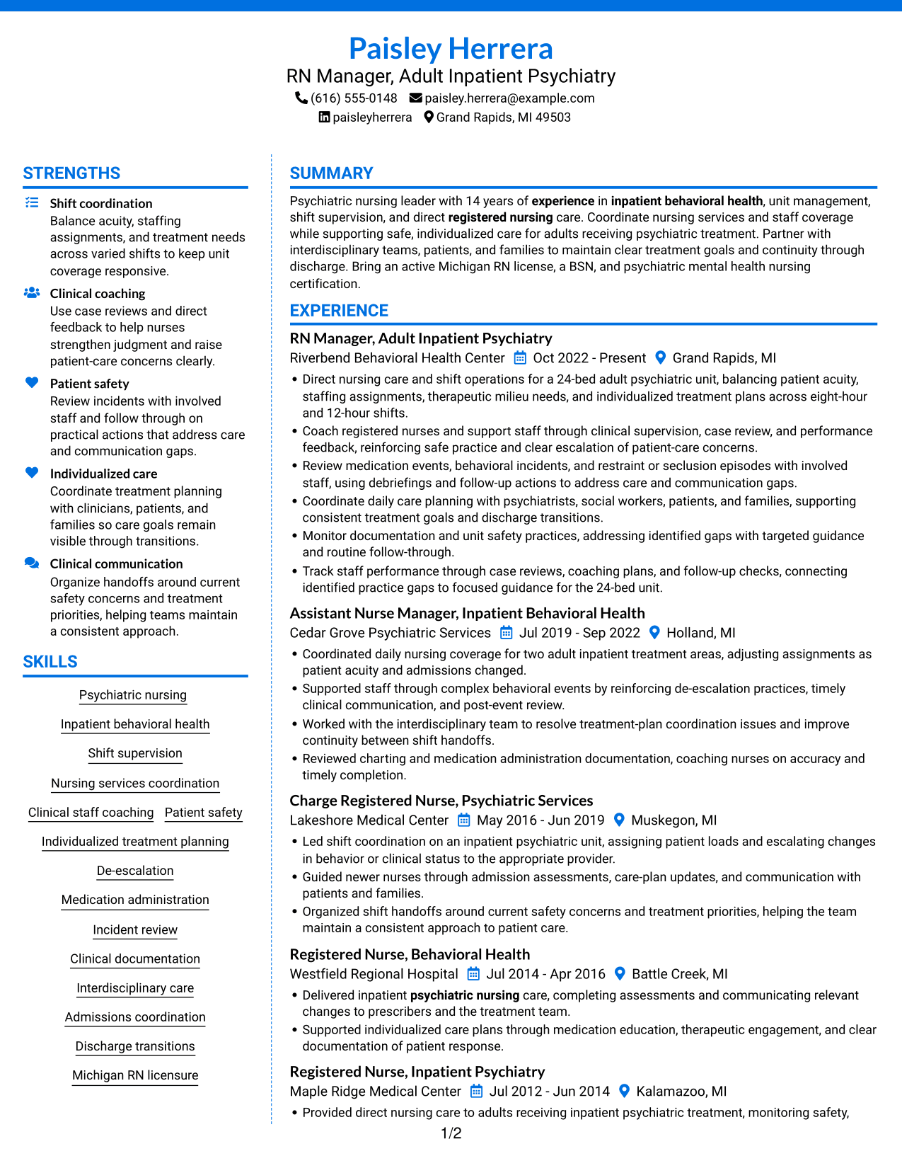 Resume example — page 1