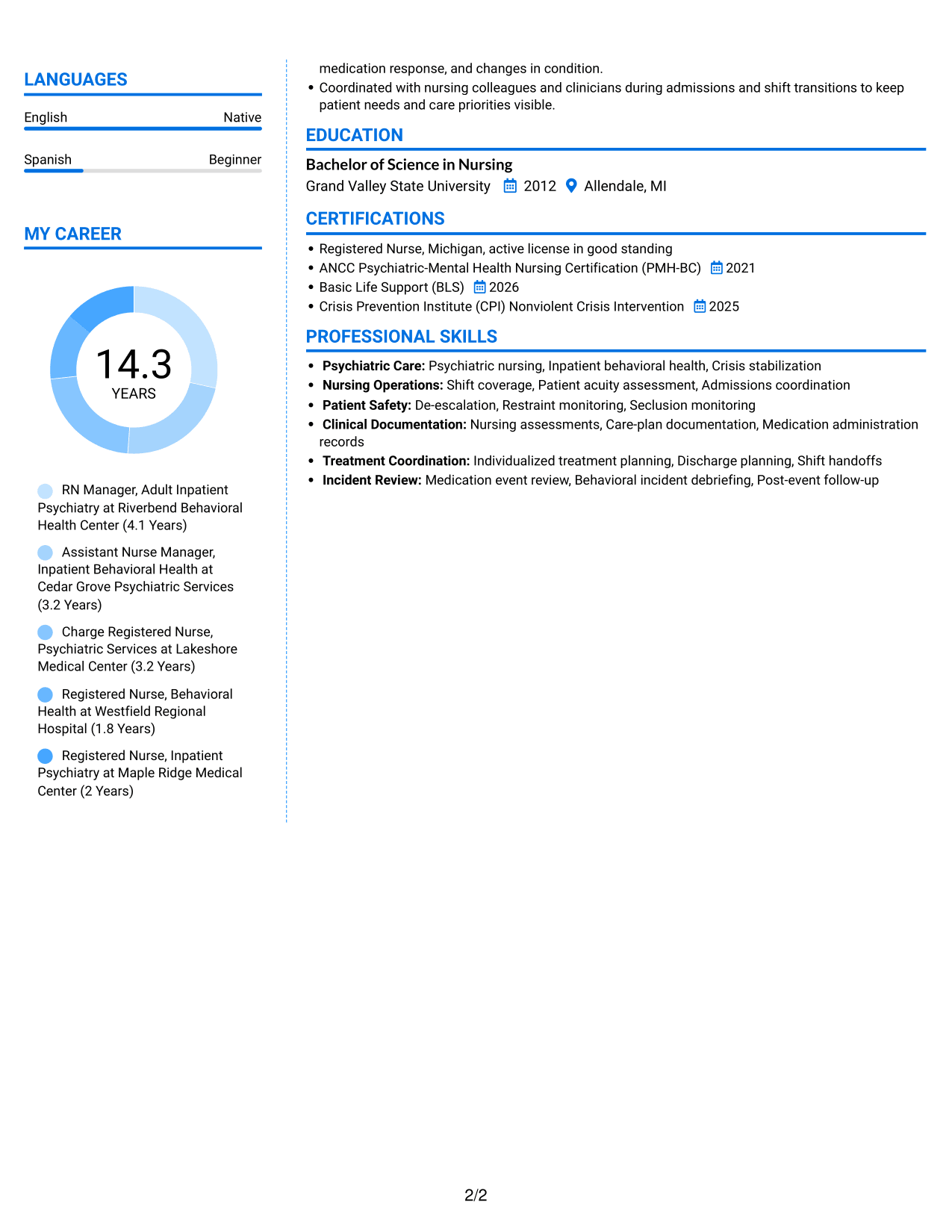 Resume example — page 2