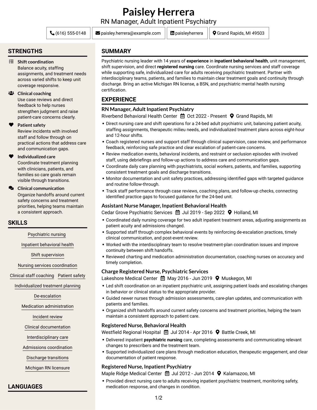 Resume example — page 1