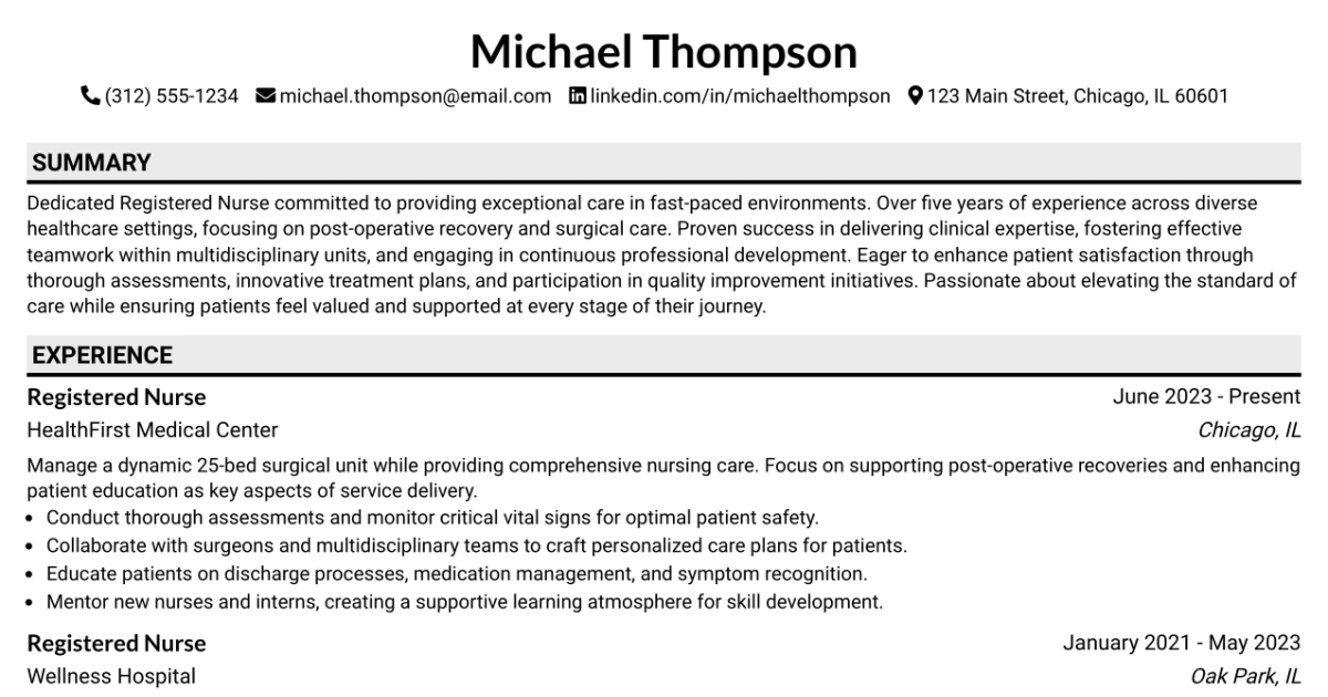 33 Registered Nurse Med/Surg/Urology Resume Templates with Example 2026 (ATS-Optimized)
