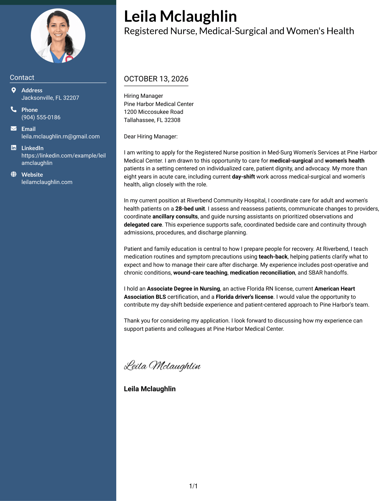 Cover Letter Example Page 1