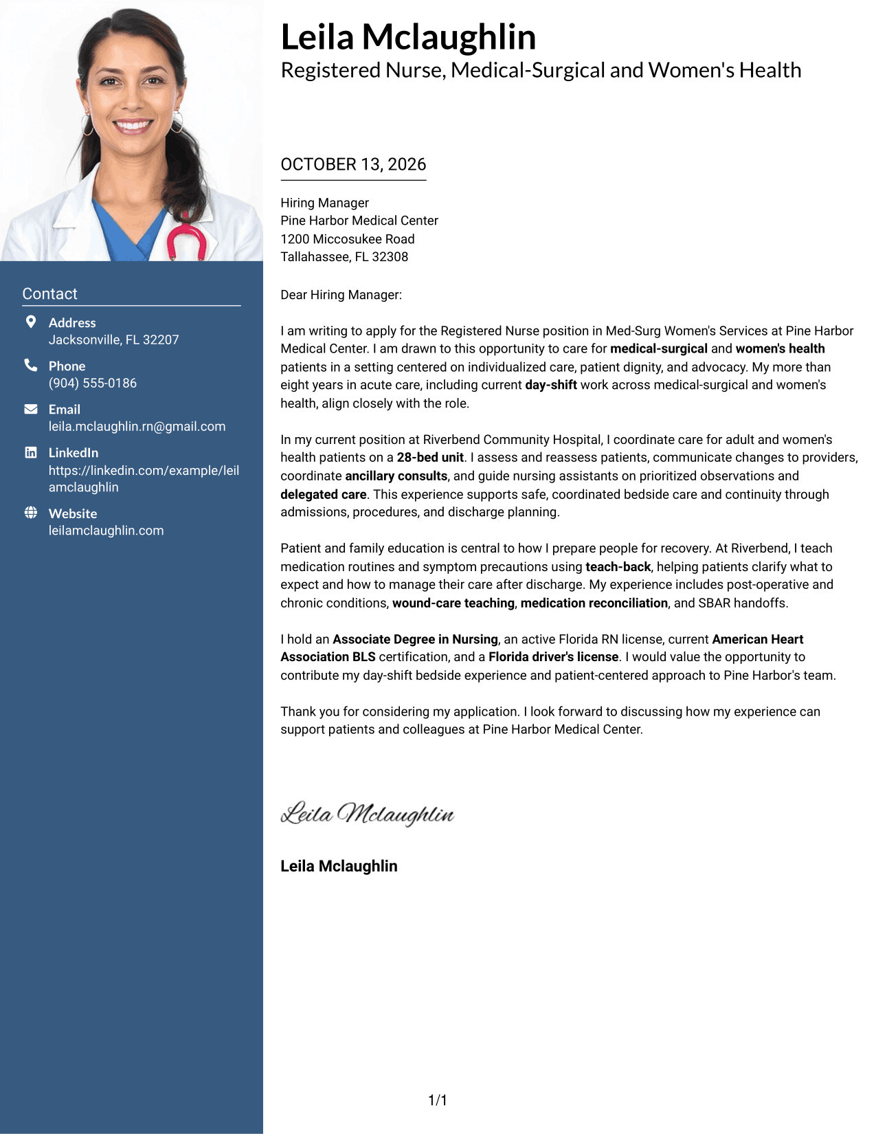 Cover Letter Example Page 1