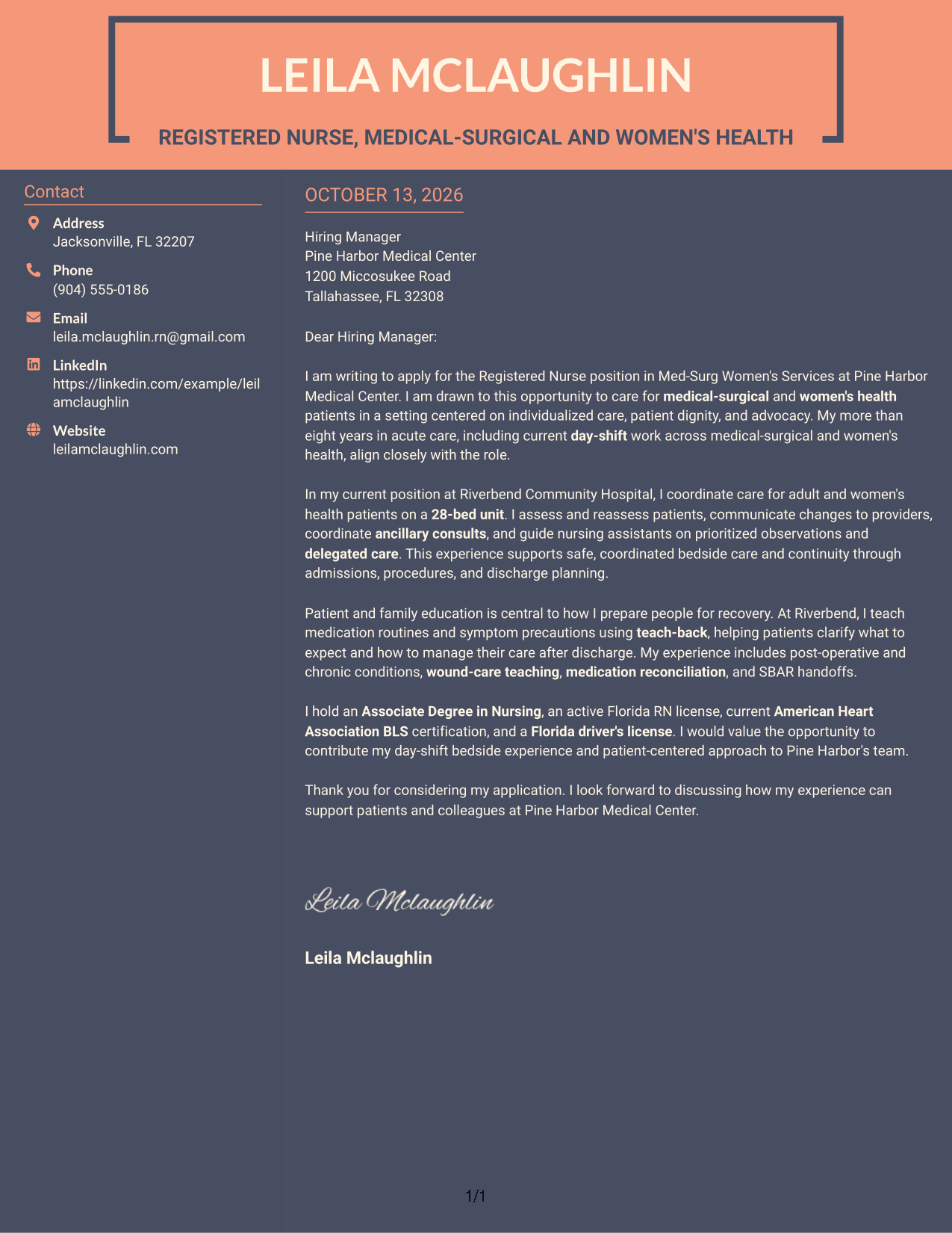 Cover Letter Example Page 1
