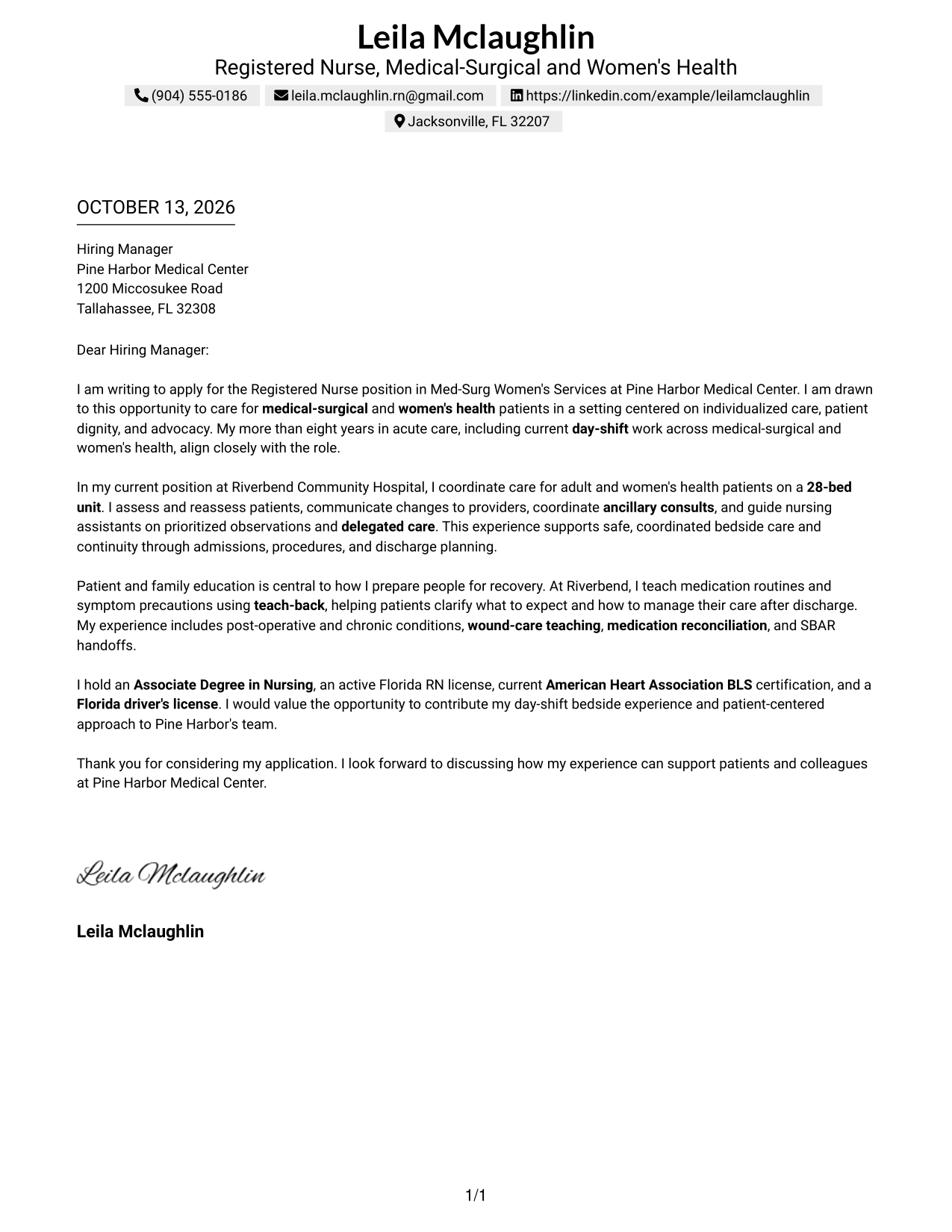 Text/Fang Style Cover Letter Preview