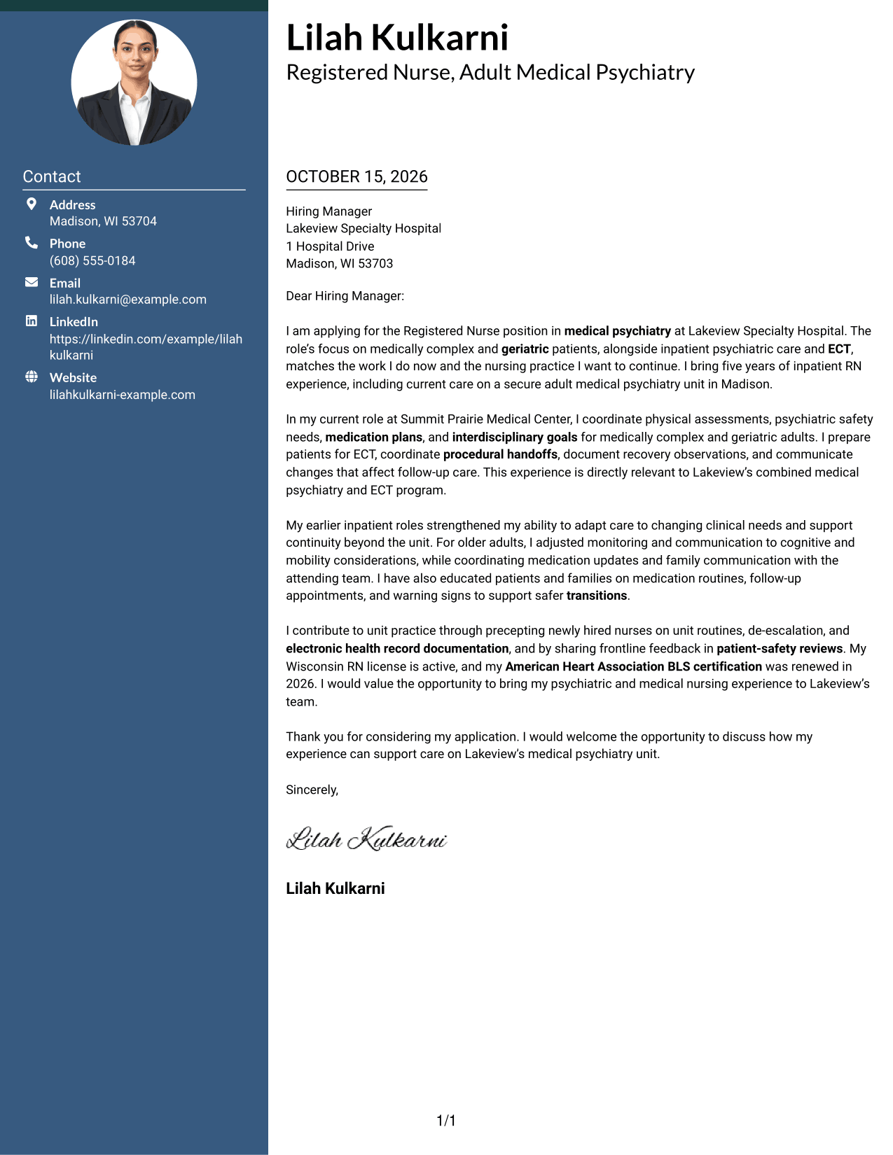 Cover letter example — page 1