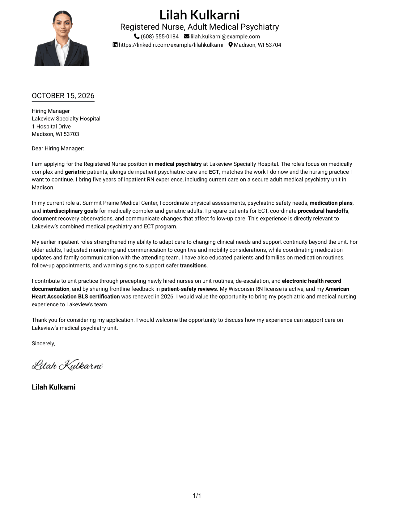 Cover letter example — page 1