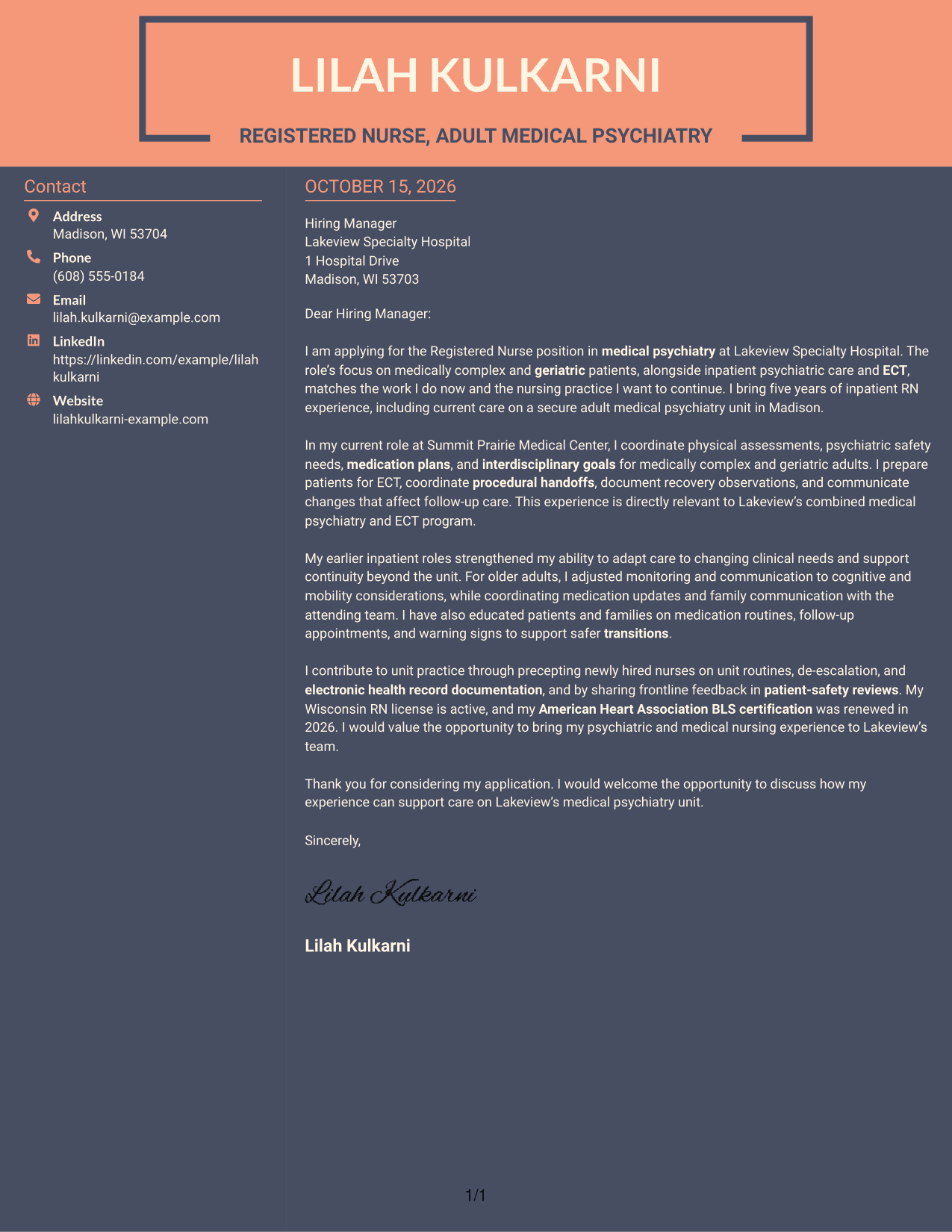 Cover letter example — page 1